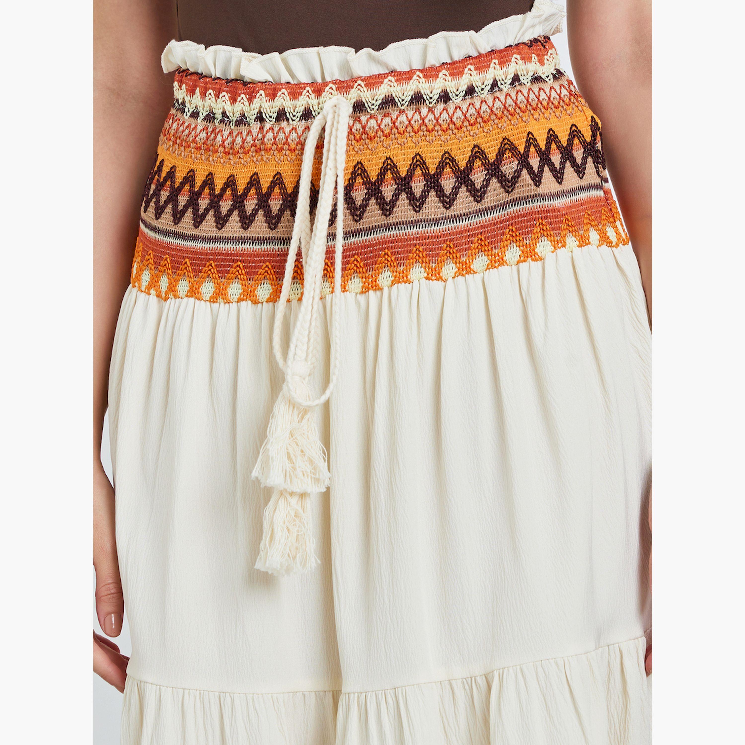Take Two Off-White A-Line Maxi Skirt with Ethnic Waist Detail-women-clothing-bottoms-skirts-image-3