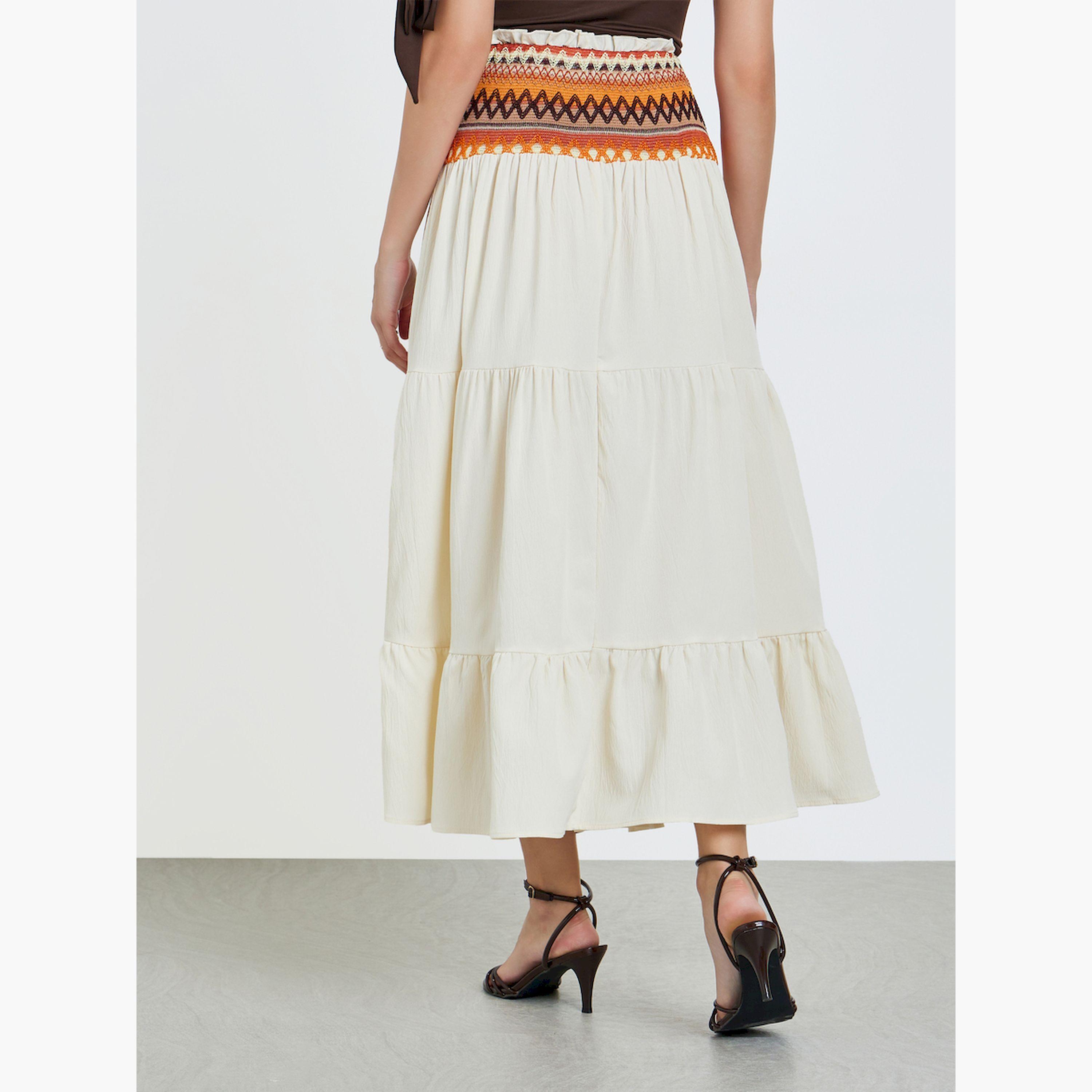 Take Two Off-White A-Line Maxi Skirt with Ethnic Waist Detail-women-clothing-bottoms-skirts-image-4