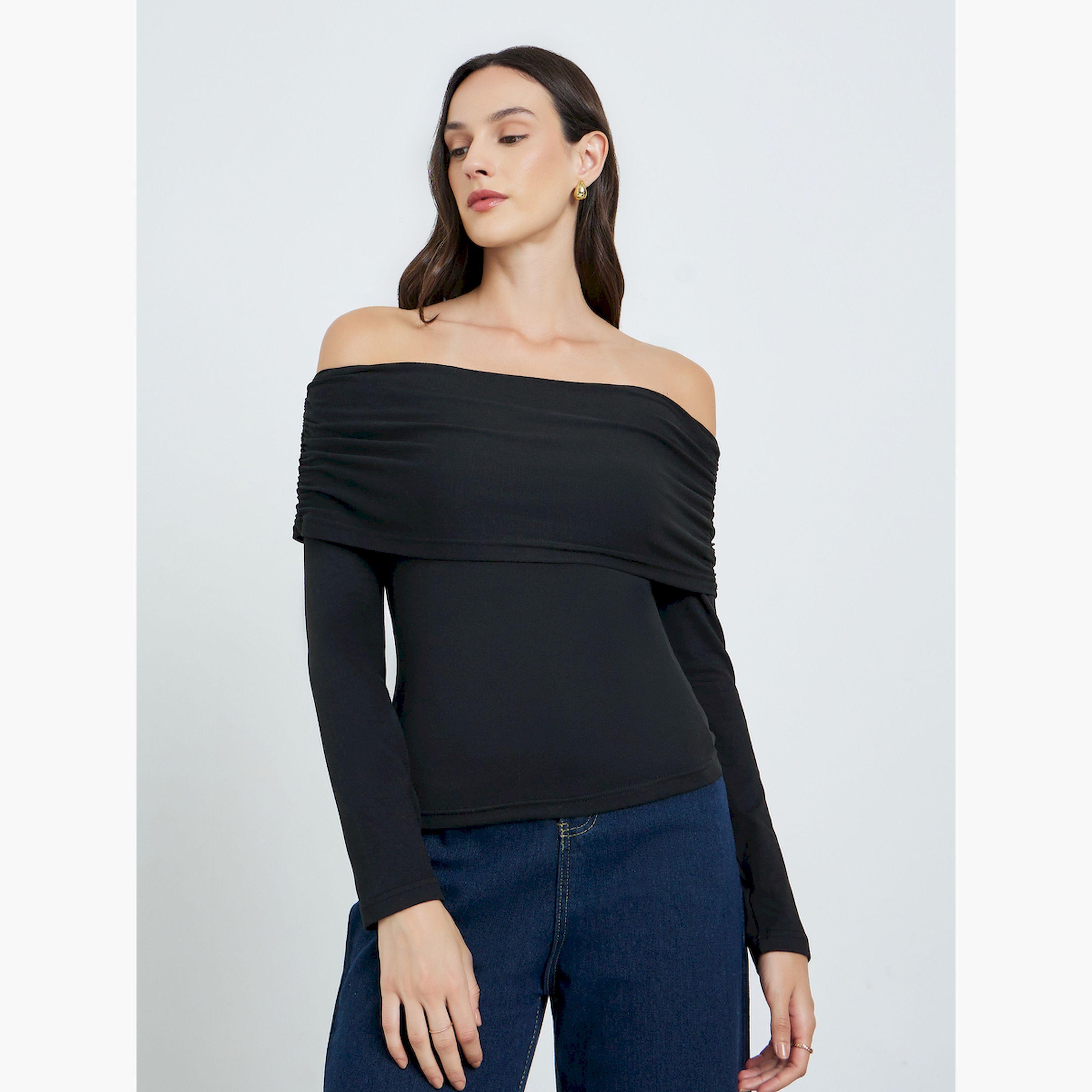 Take Two Black Off-Shoulder Long Sleeve Blouse-women-clothing-shirtsandblouses-blouses-image-1