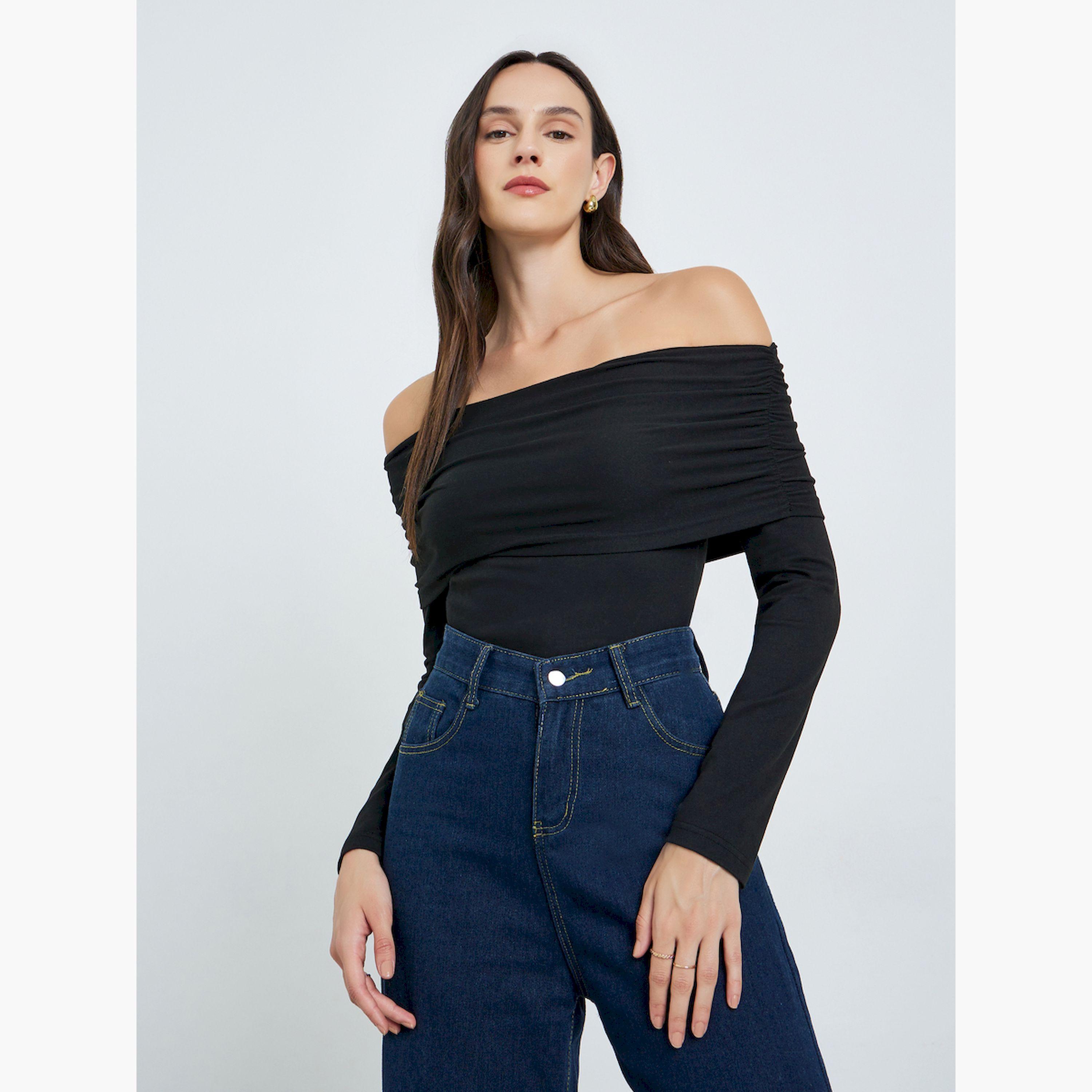 Take Two Black Off-Shoulder Long Sleeve Blouse-women-clothing-shirtsandblouses-blouses-image-3