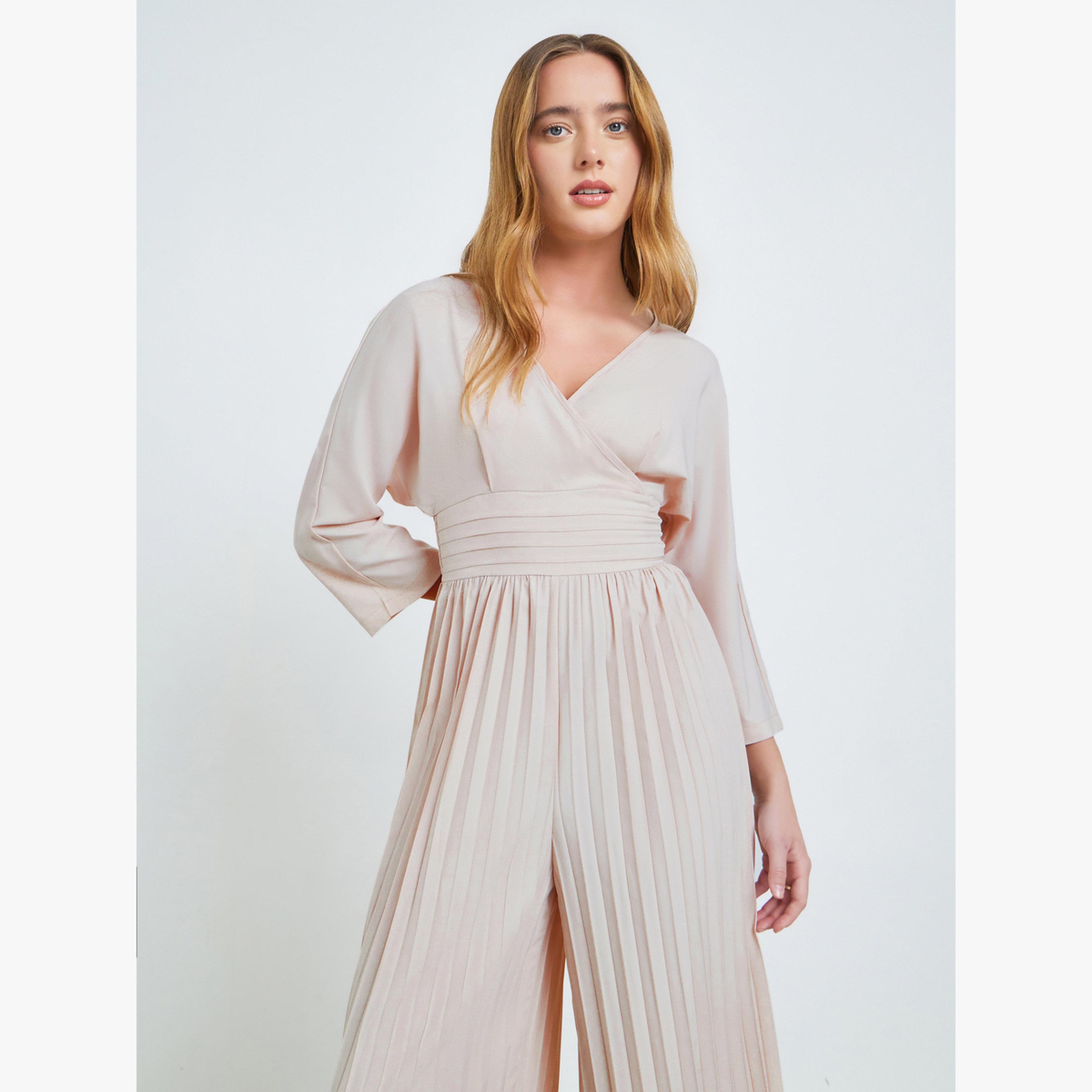 Take Two Beige Wide Leg Pleated Jumpsuit-women-clothing-jumpsuits-image-2