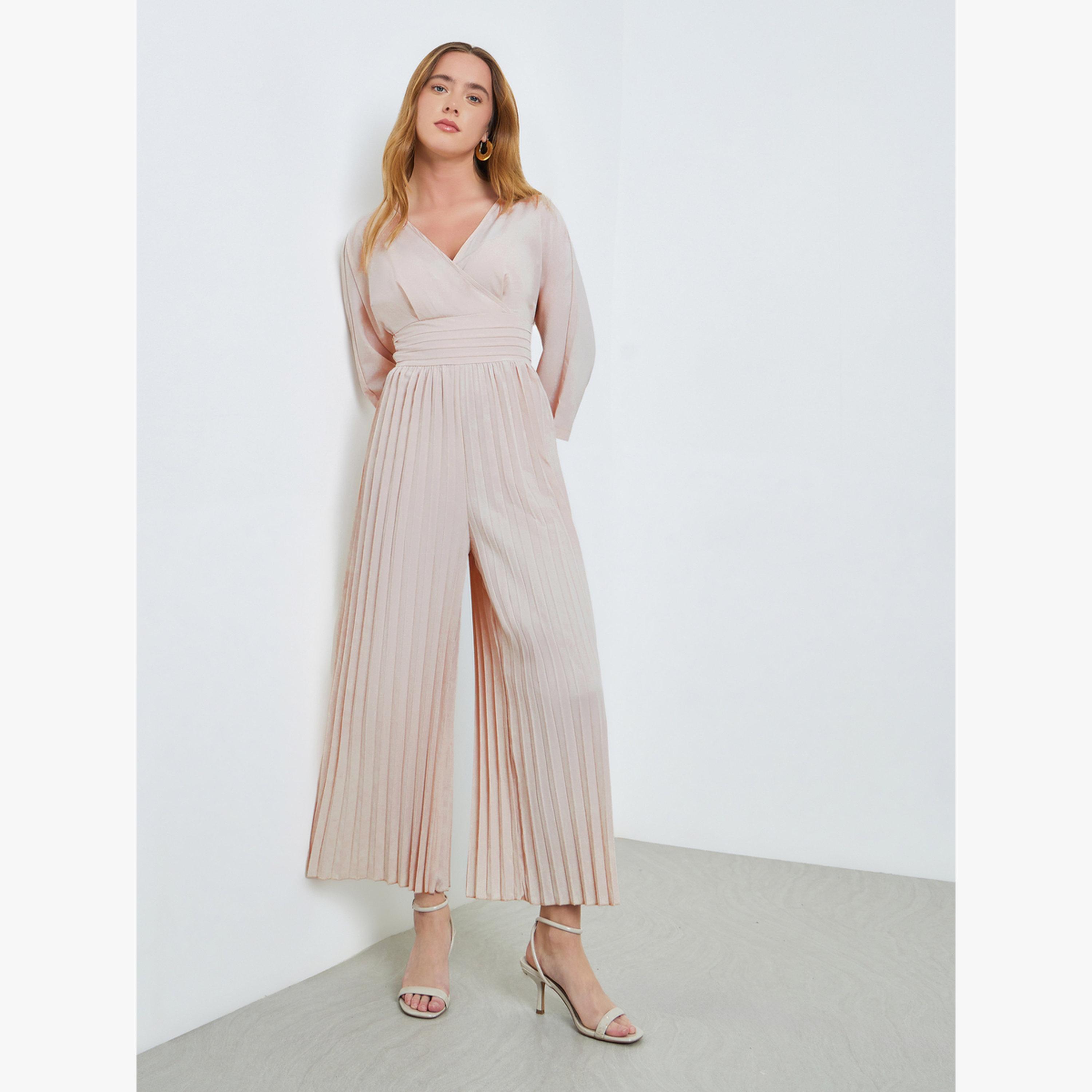 Take Two Beige Wide Leg Pleated Jumpsuit-women-clothing-jumpsuits-image-3