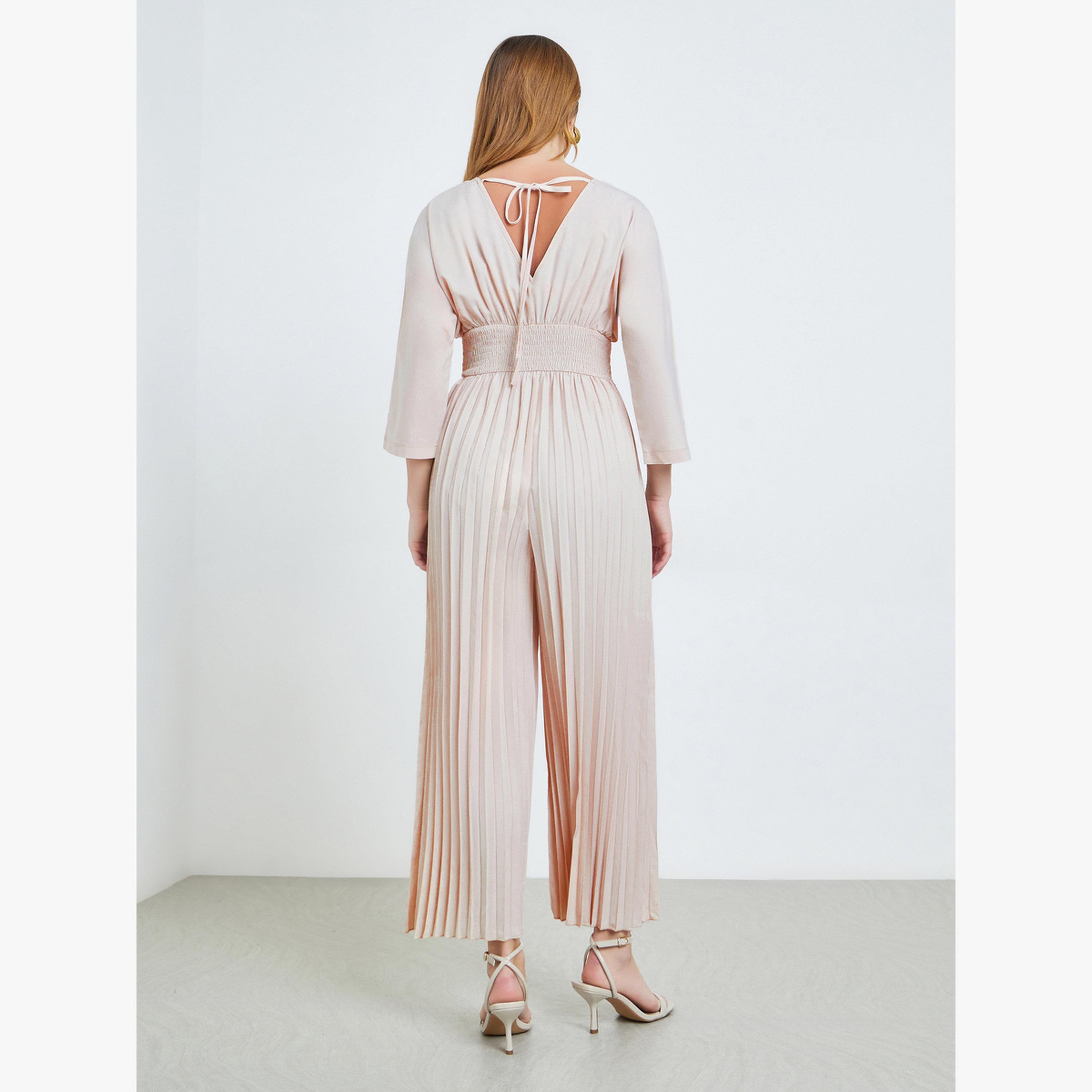 Take Two Beige Wide Leg Pleated Jumpsuit-women-clothing-jumpsuits-image-4