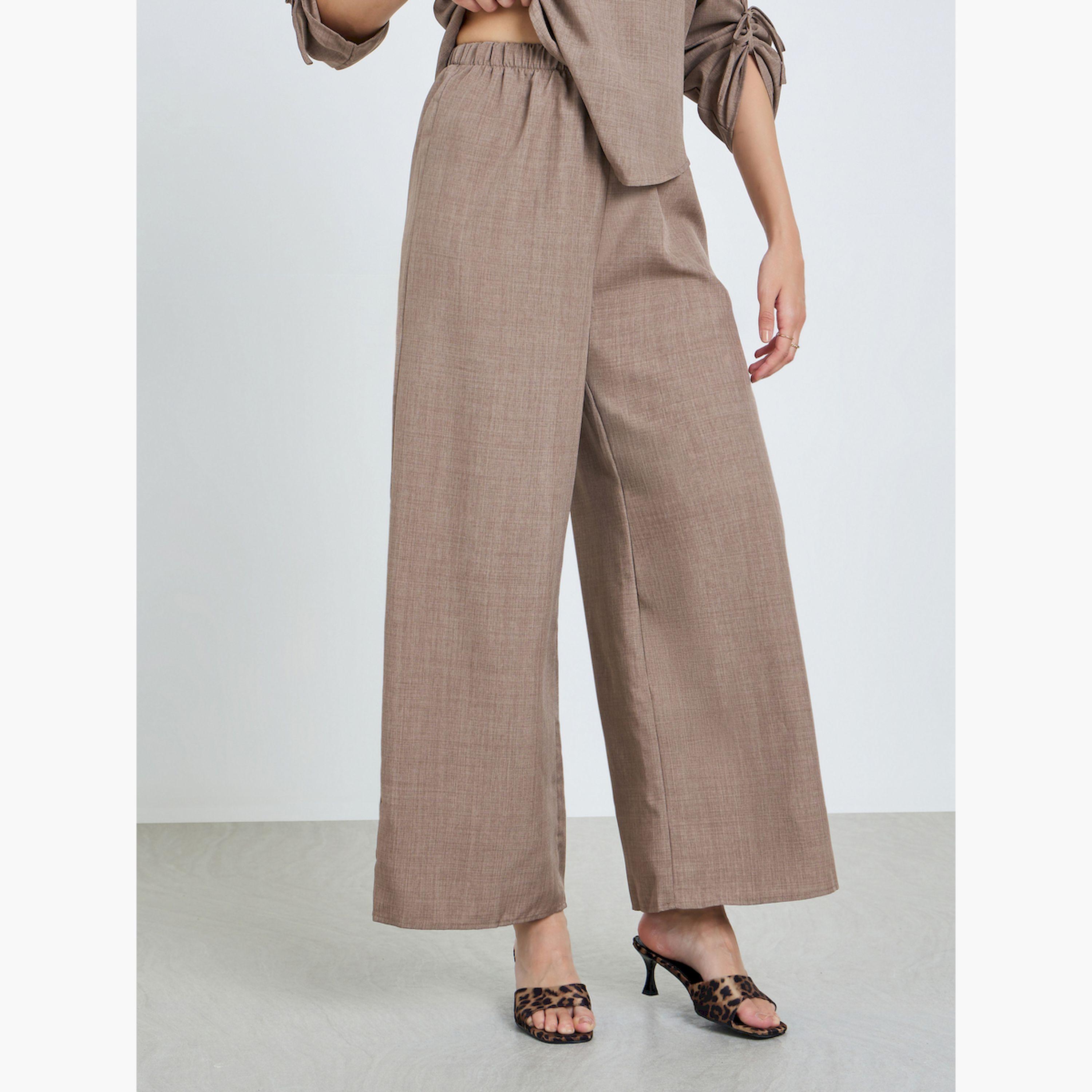 Take Two X Styli Tan Linen Tie-Sleeve Top and Trousers Co-Ords-women-clothing-coordsets-image-5