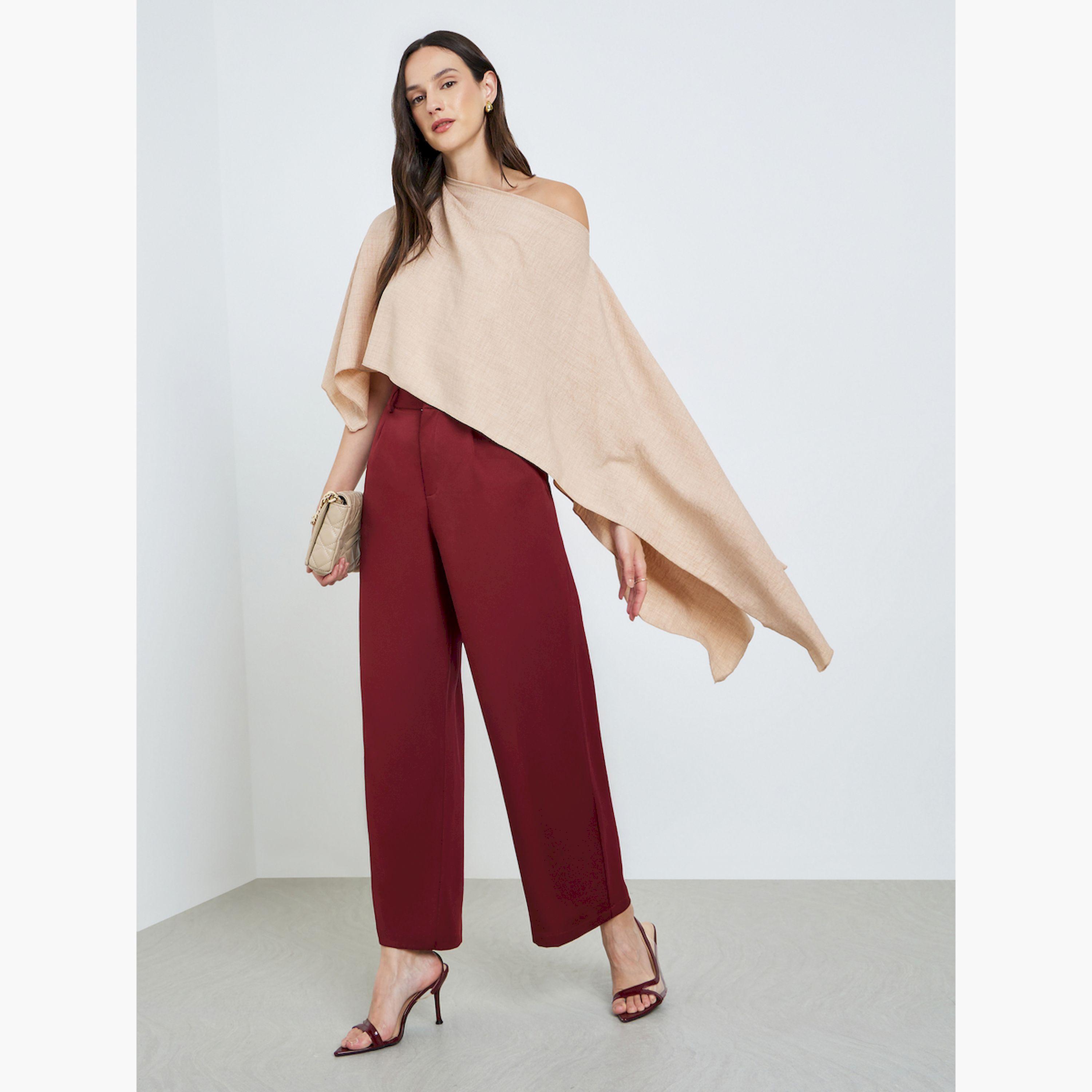 Take Two Beige One-Shoulder Cape Detail Blouse-women-clothing-shirtsandblouses-blouses-image-2