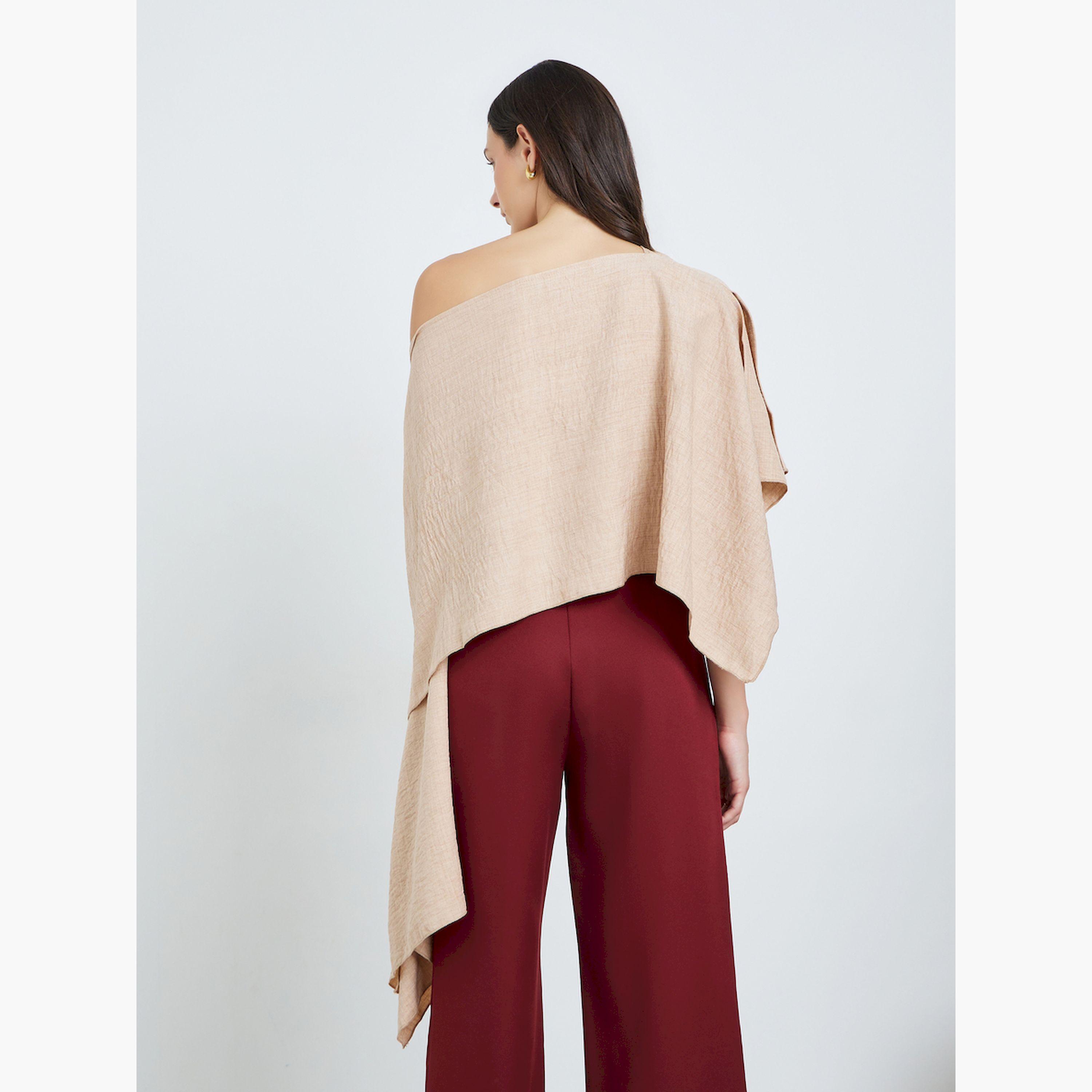Take Two Beige One-Shoulder Cape Detail Blouse-women-clothing-shirtsandblouses-blouses-image-4