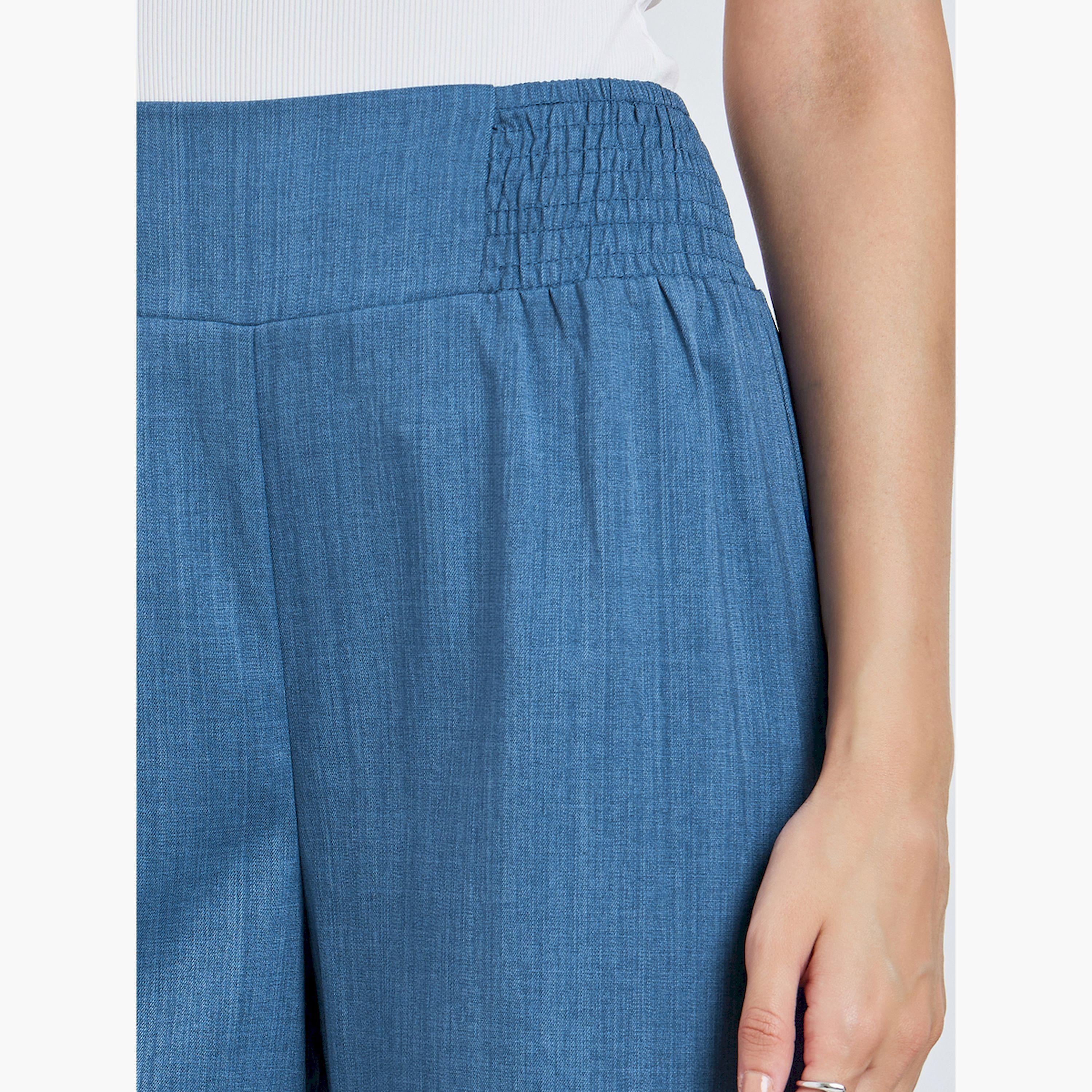 Take Two Blue Elastic Waist Wide Leg Pants-women-clothing-bottoms-trousers-image-3