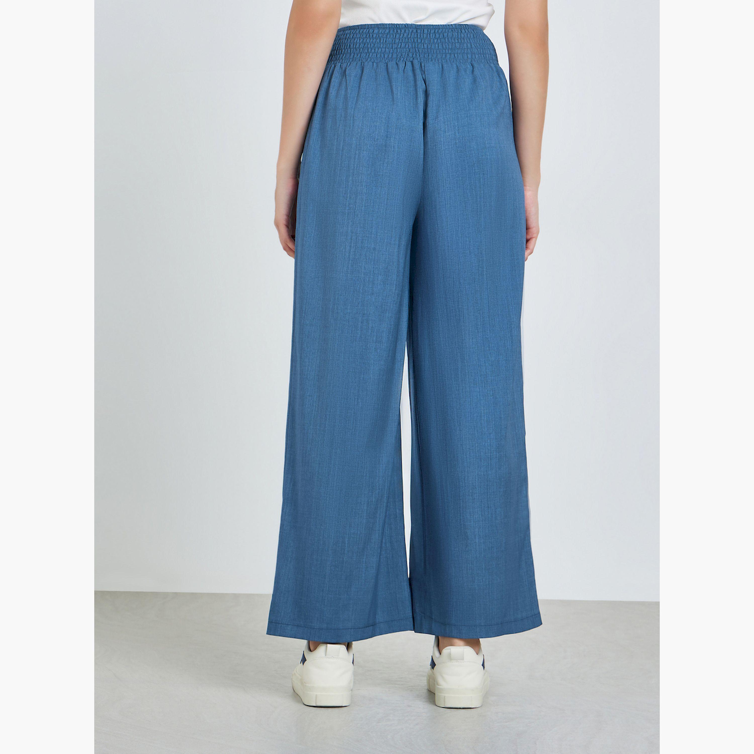 بنطال أرجل واسعة بخصر مطاطي-women-clothing-bottoms-trousers-image-4