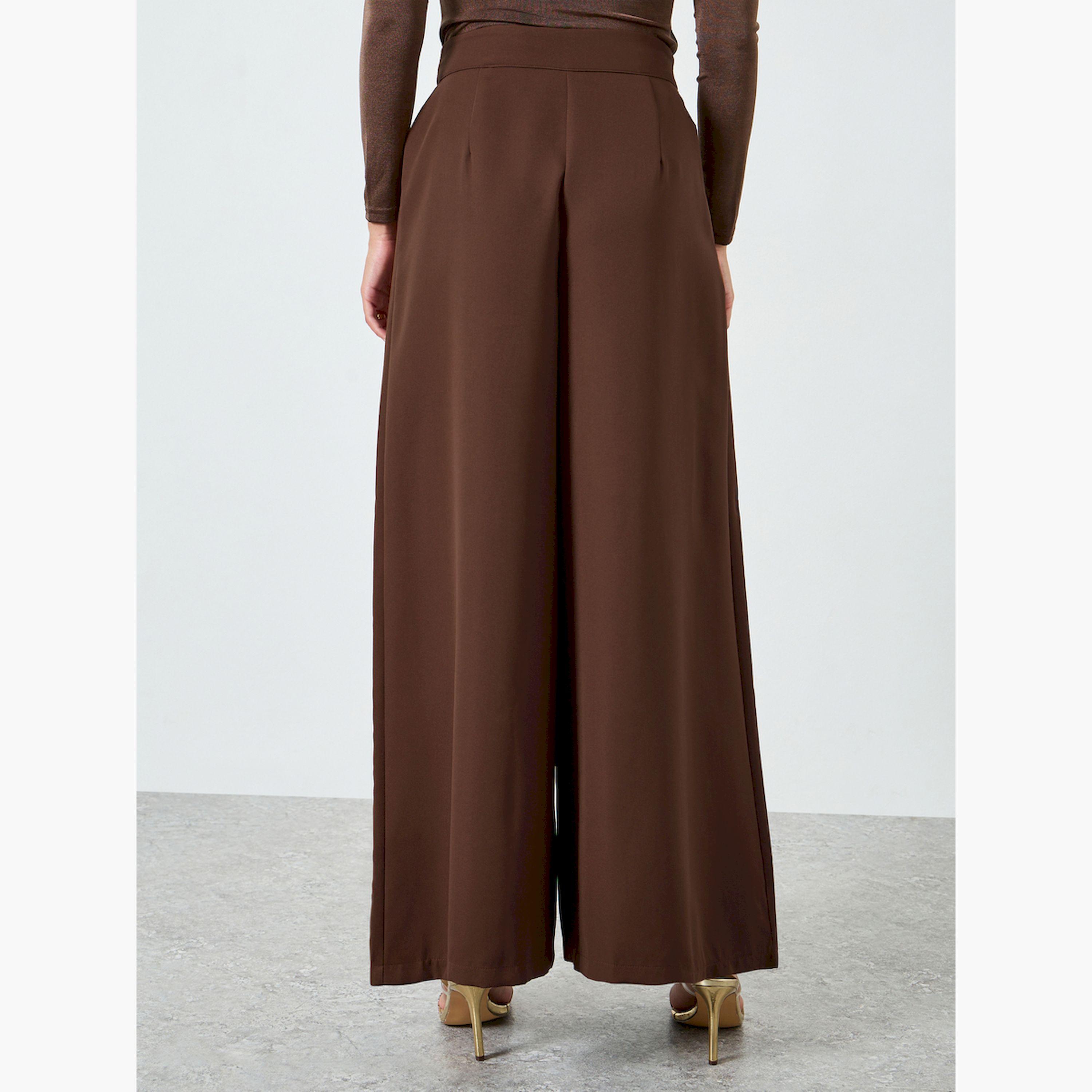 Take Two Brown Pleated Wide Leg Pants-women-clothing-bottoms-trousers-image-4