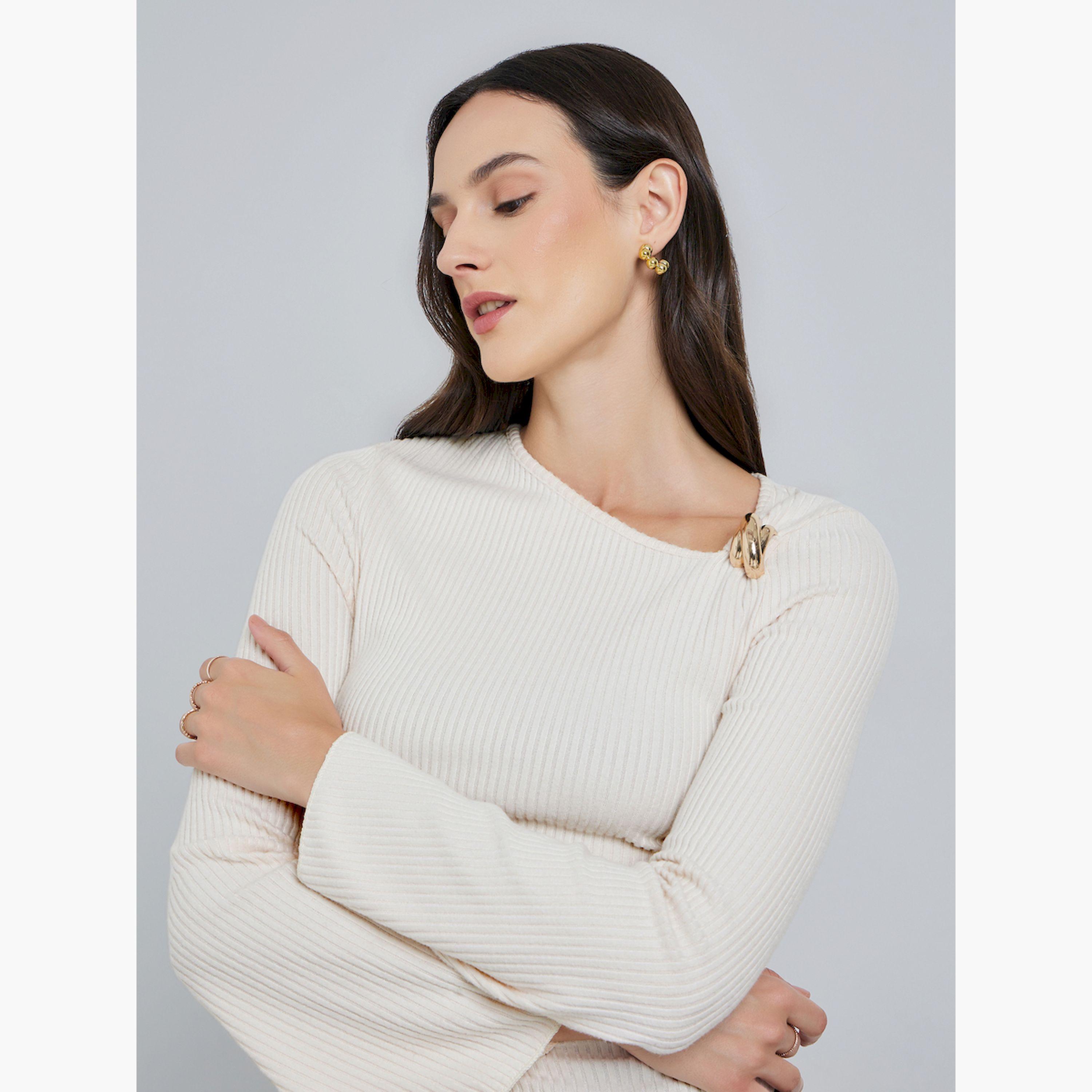 بلوزة مضلعة بياقة غير متماثلة-women-clothing-shirtsandblouses-blouses-image-3