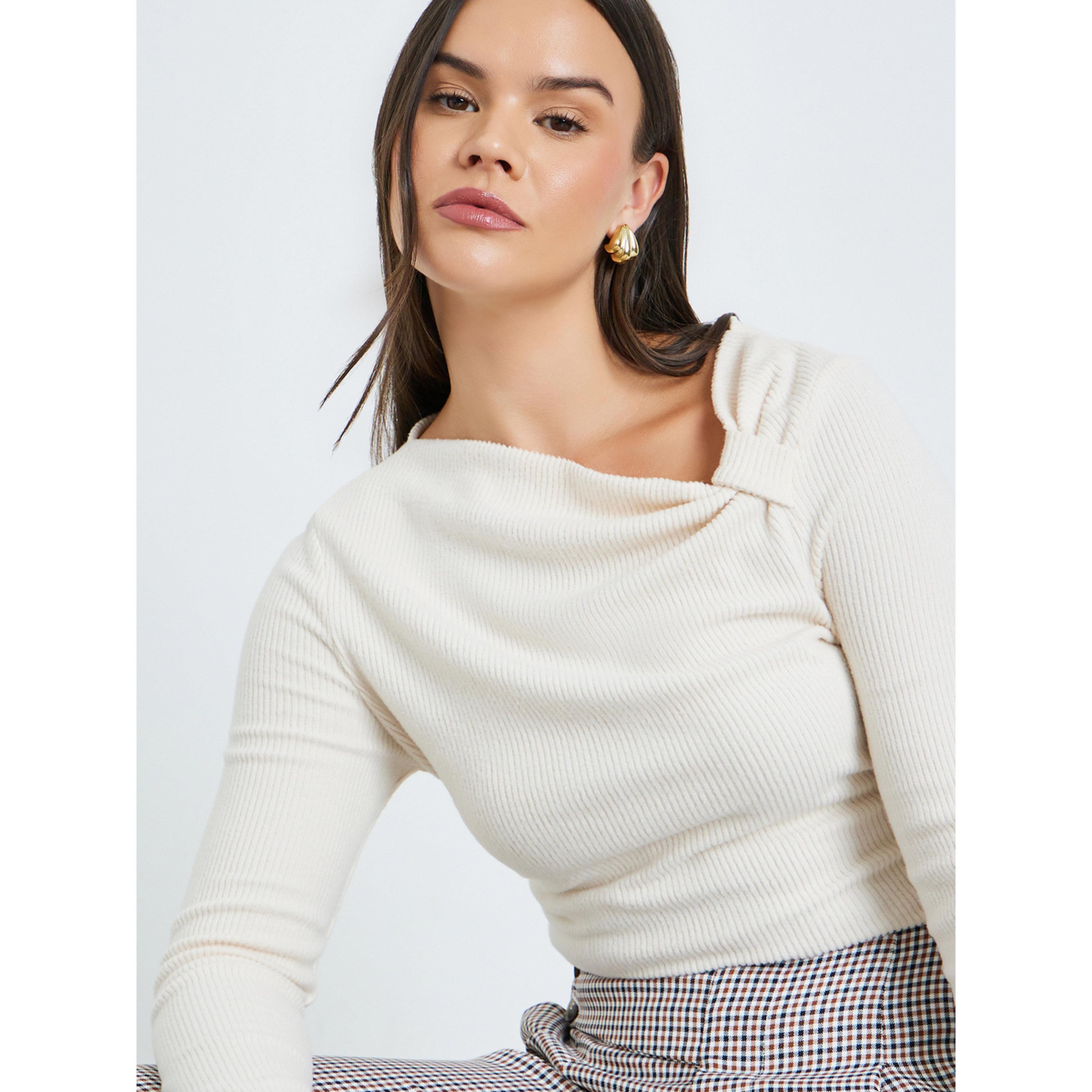بلوزة محبوكة بياقة غير متماثلة-women-clothing-tshirts-image-3