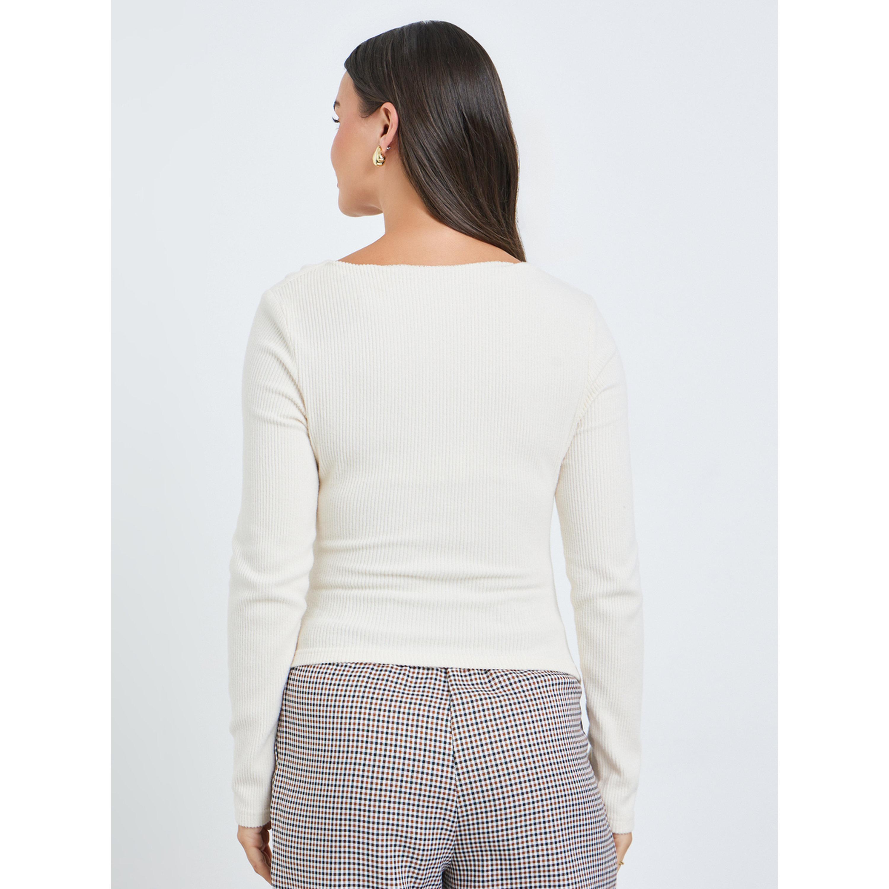 بلوزة محبوكة بياقة غير متماثلة-women-clothing-tshirts-image-5