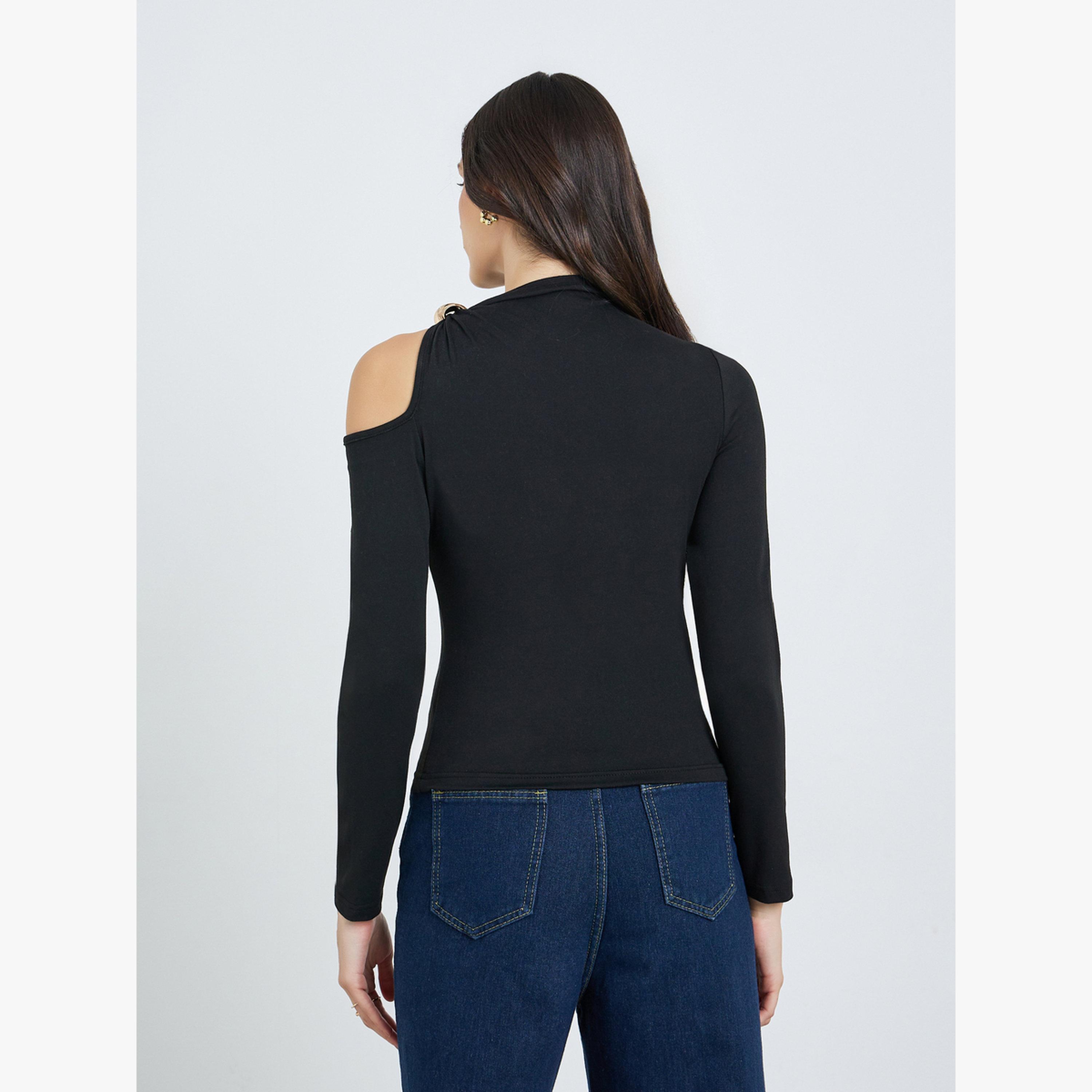 Take Two Black Cold Shoulder Long Sleeve Top-women-clothing-shirtsandblouses-blouses-image-4