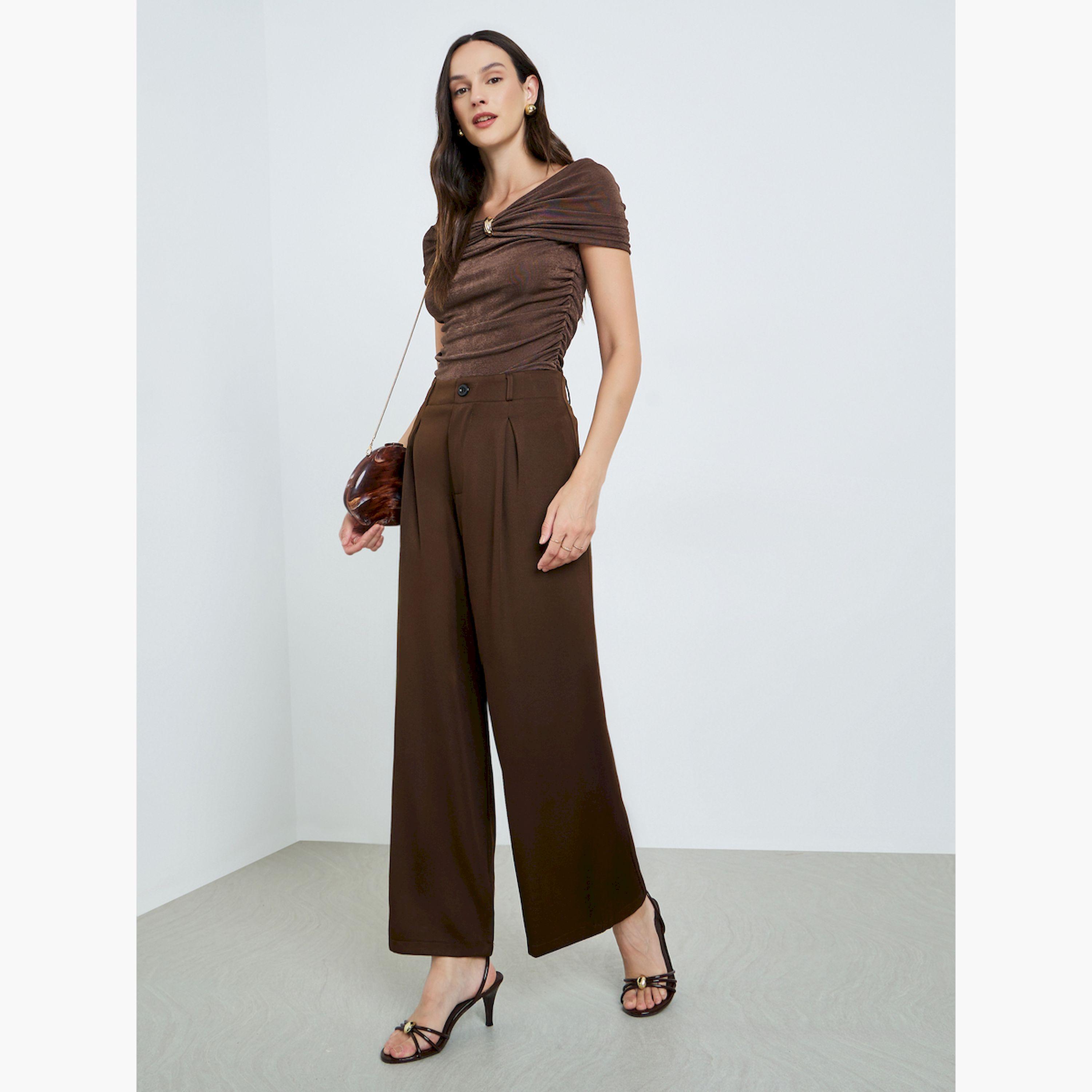 Take Two Brown Pleated Wide Leg Pants-women-clothing-bottoms-trousers-image-2