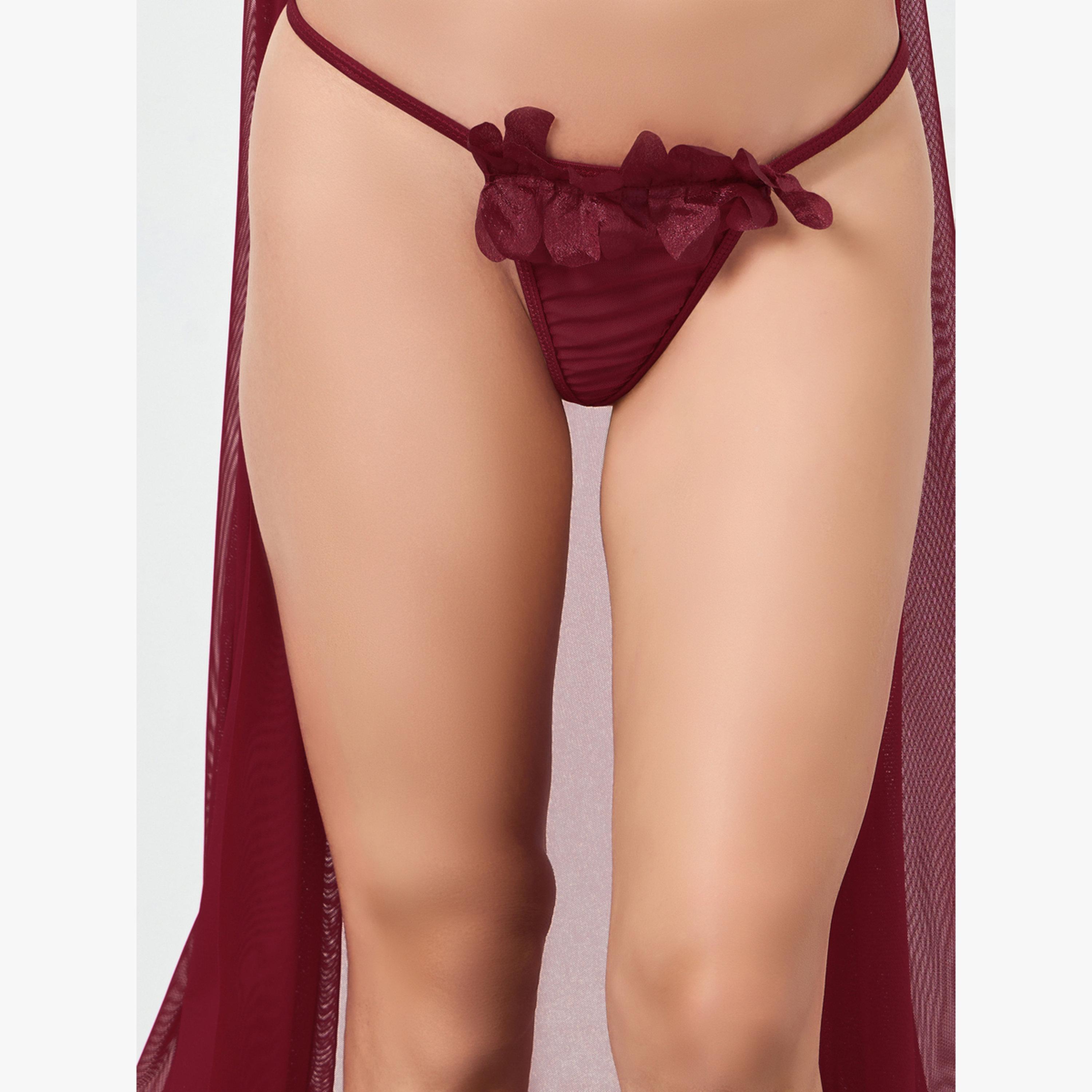مجموعة من فستان قصير بتفاصيل زين وسروال داخلي-women-clothing-lingerie-babydollsandbodysuits-image-4
