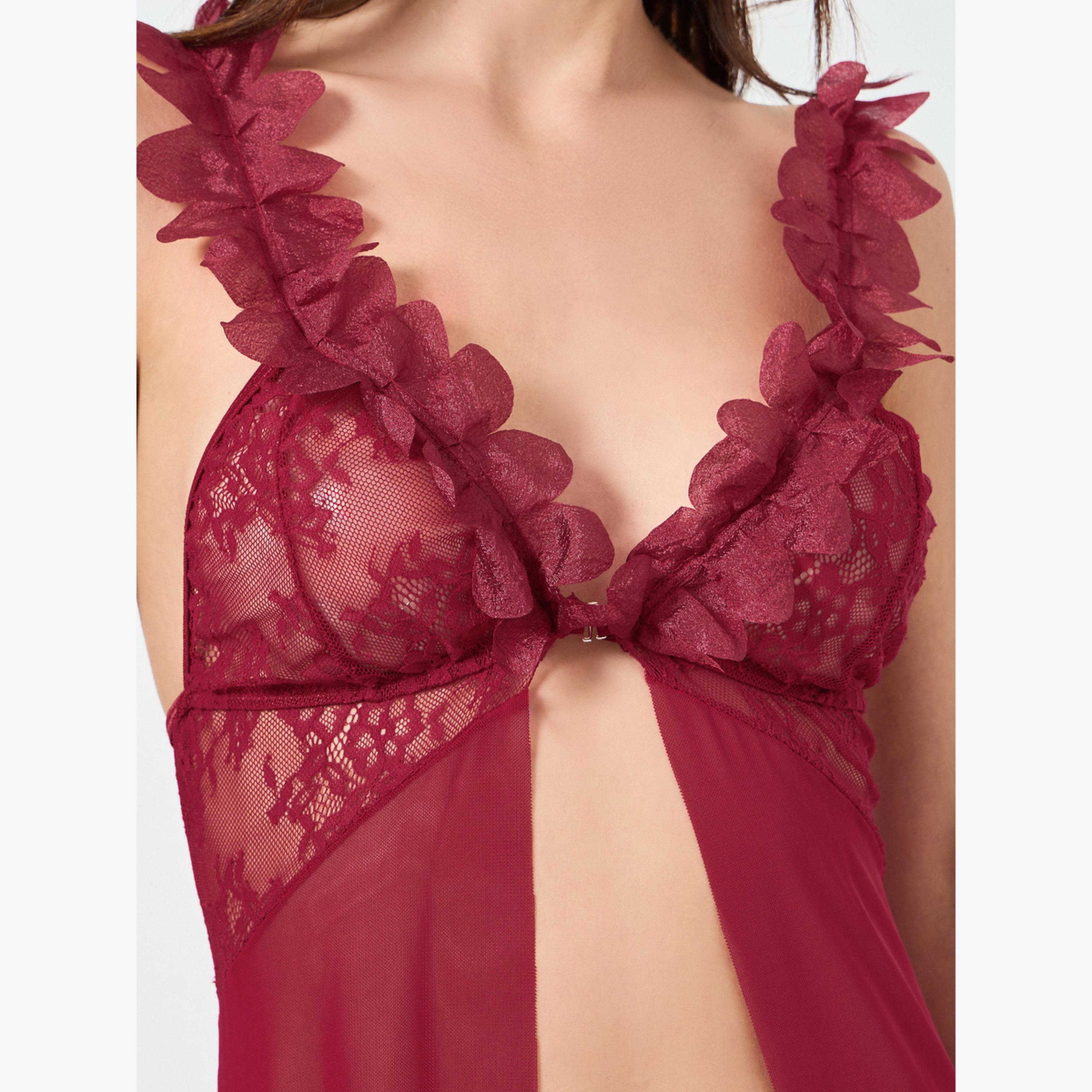مجموعة من فستان قصير بتفاصيل زين وسروال داخلي-women-clothing-lingerie-babydollsandbodysuits-image-5