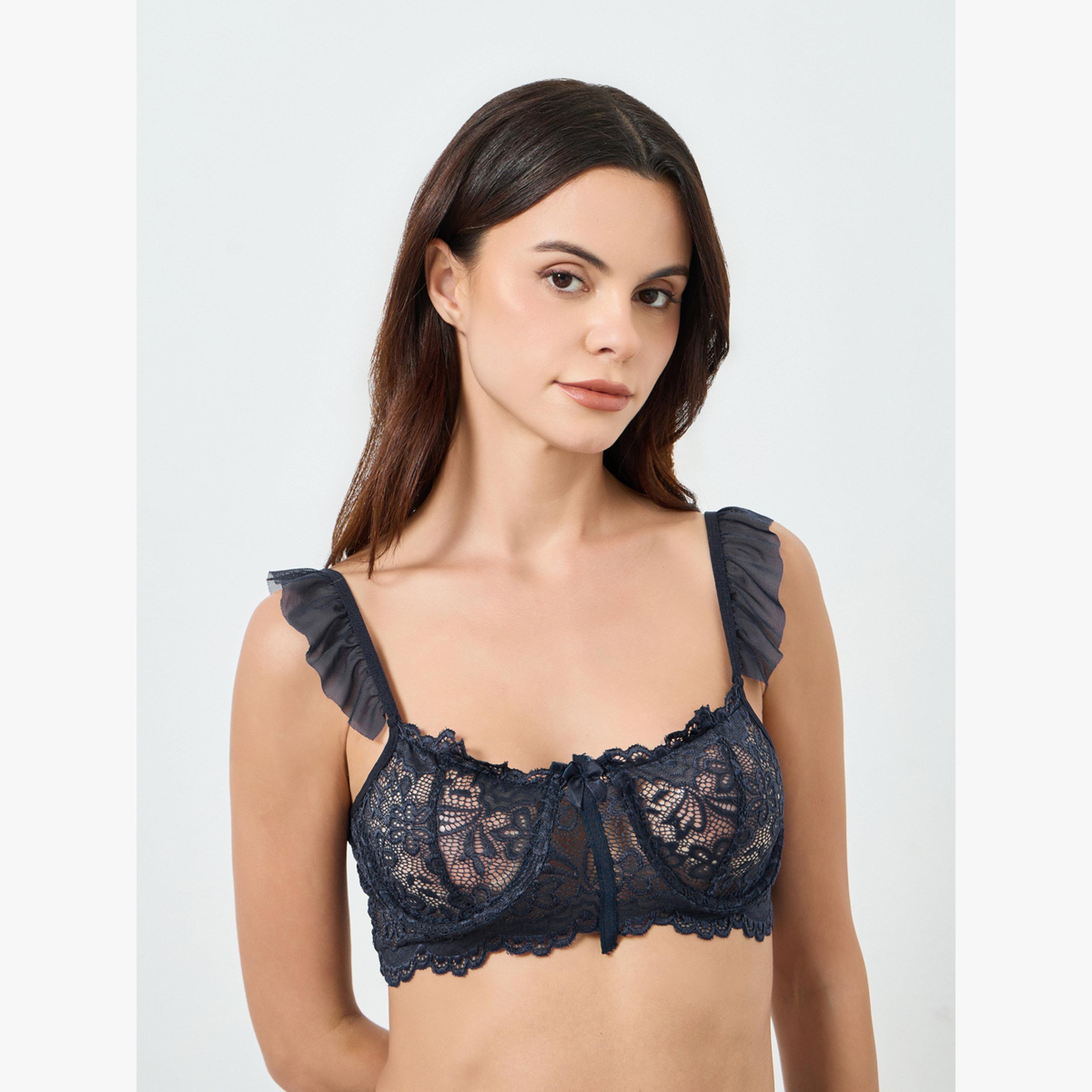 مجموعة من حمالة صدر دانتيل وتنورة كشكش وسروال داخلي 3 قطع-women-clothing-lingerie-lingeriesets-image-2
