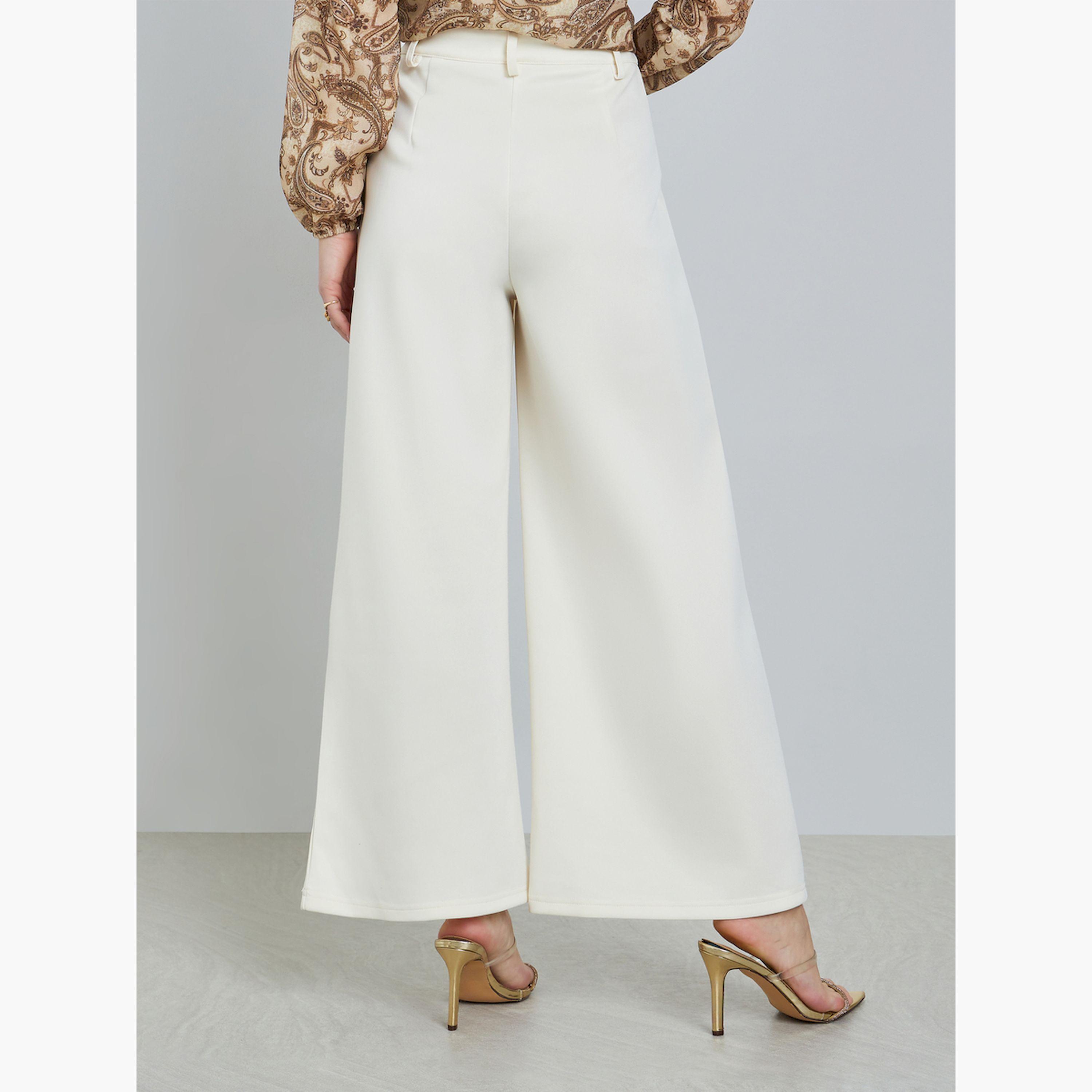 بنطال كريمي بليسيه وأرجل واسعة-women-clothing-bottoms-trousers-image-3