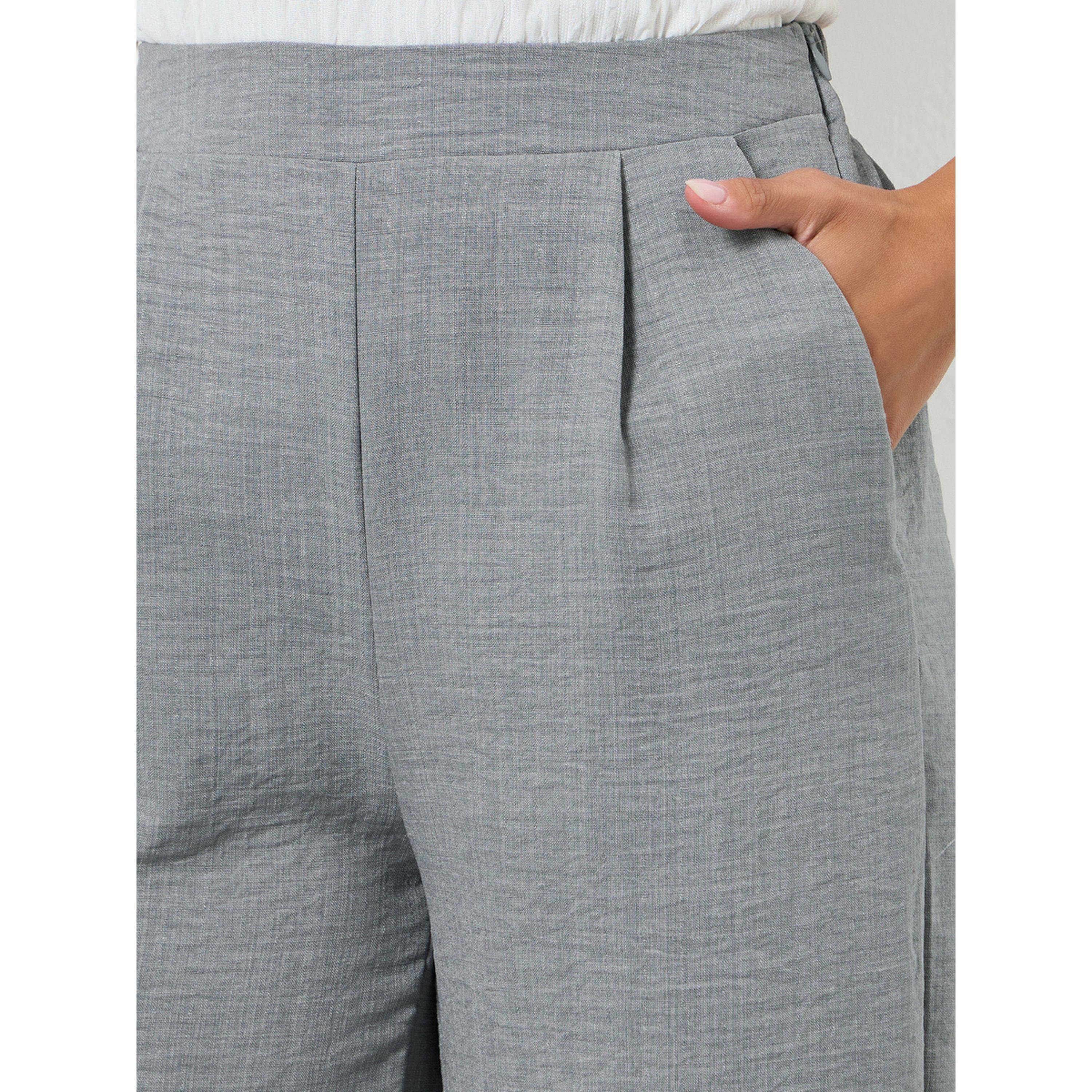 Styli Women Grey Wide Leg Trousers-women-clothing-bottoms-trousers-image-3