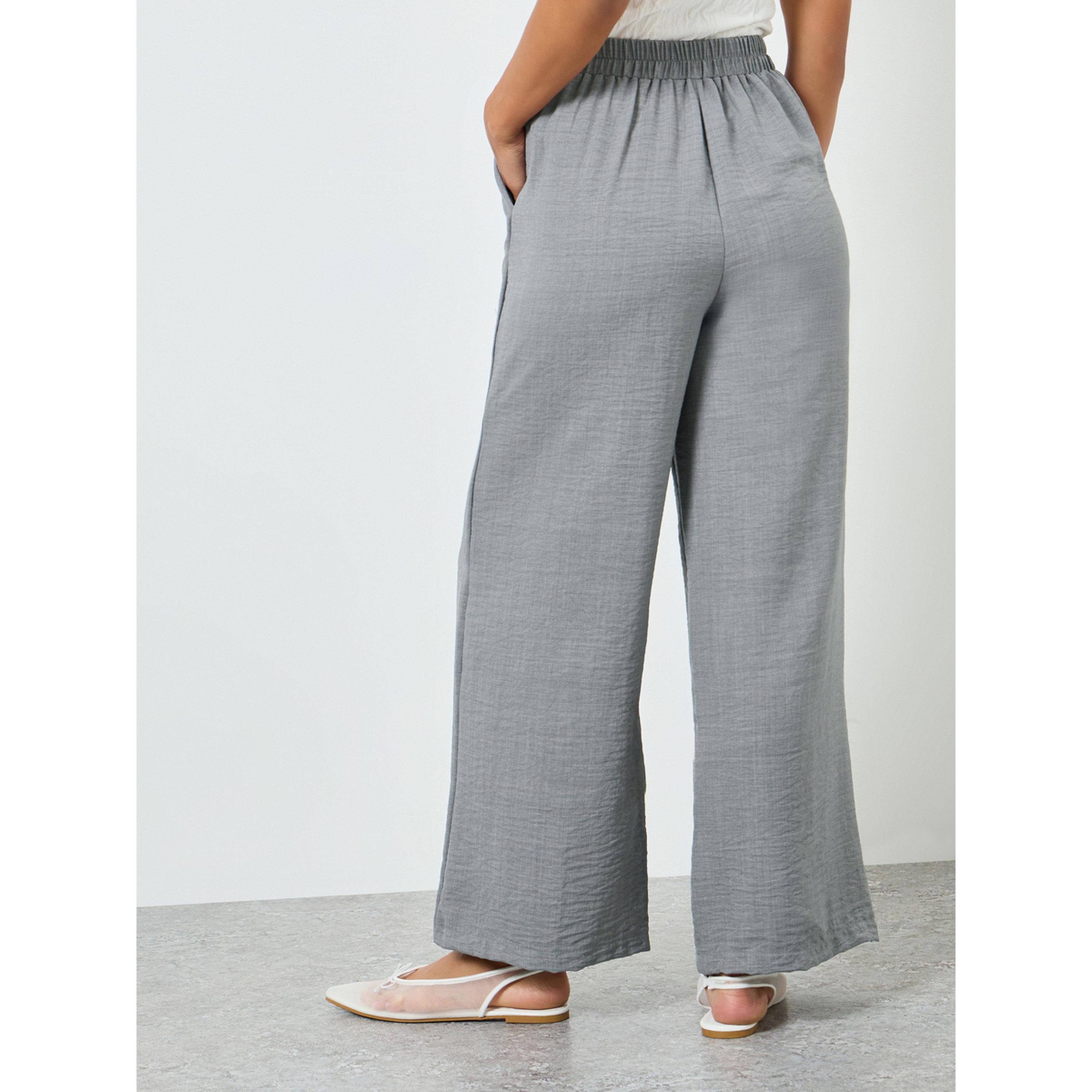 Styli Women Grey Wide Leg Trousers-women-clothing-bottoms-trousers-image-4