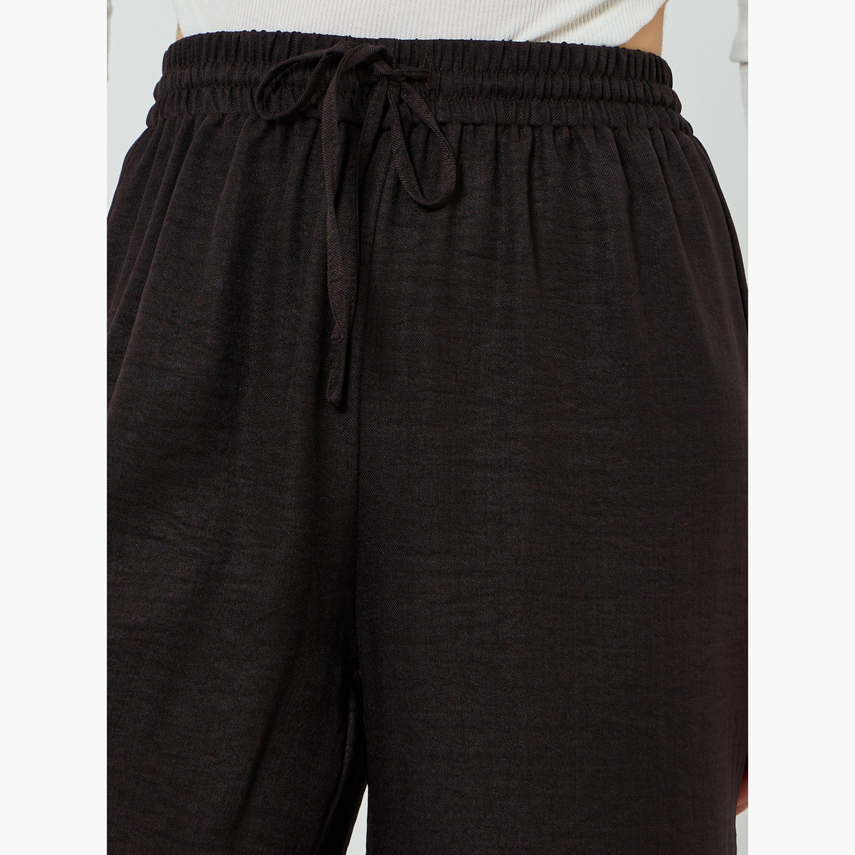 Styli Coffee Brown Wide Leg Linen Look Pants-women-clothing-bottoms-trousers-image-4