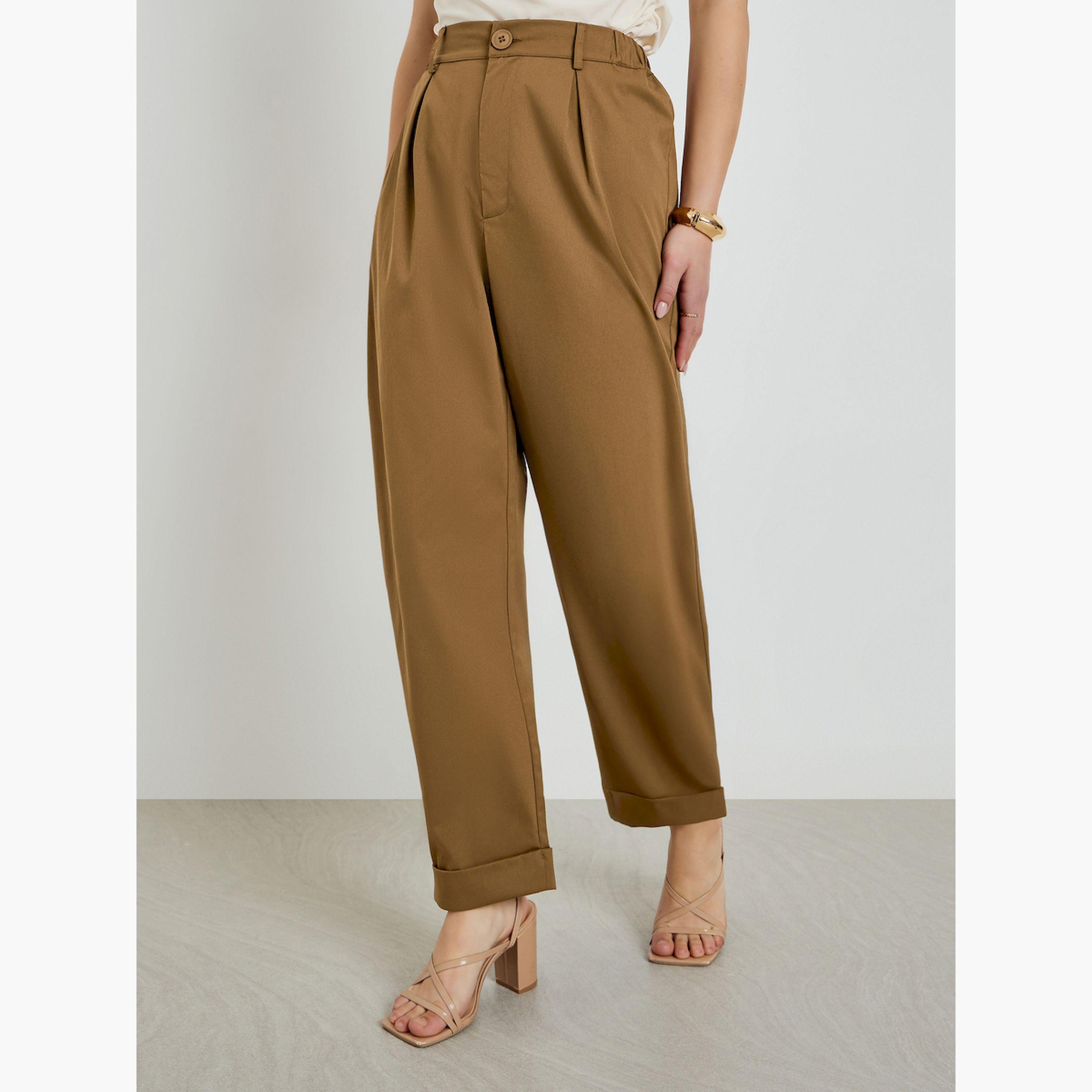 بنطال بيج بليسيه وأرجل واسعة-women-clothing-bottoms-trousers-image-1
