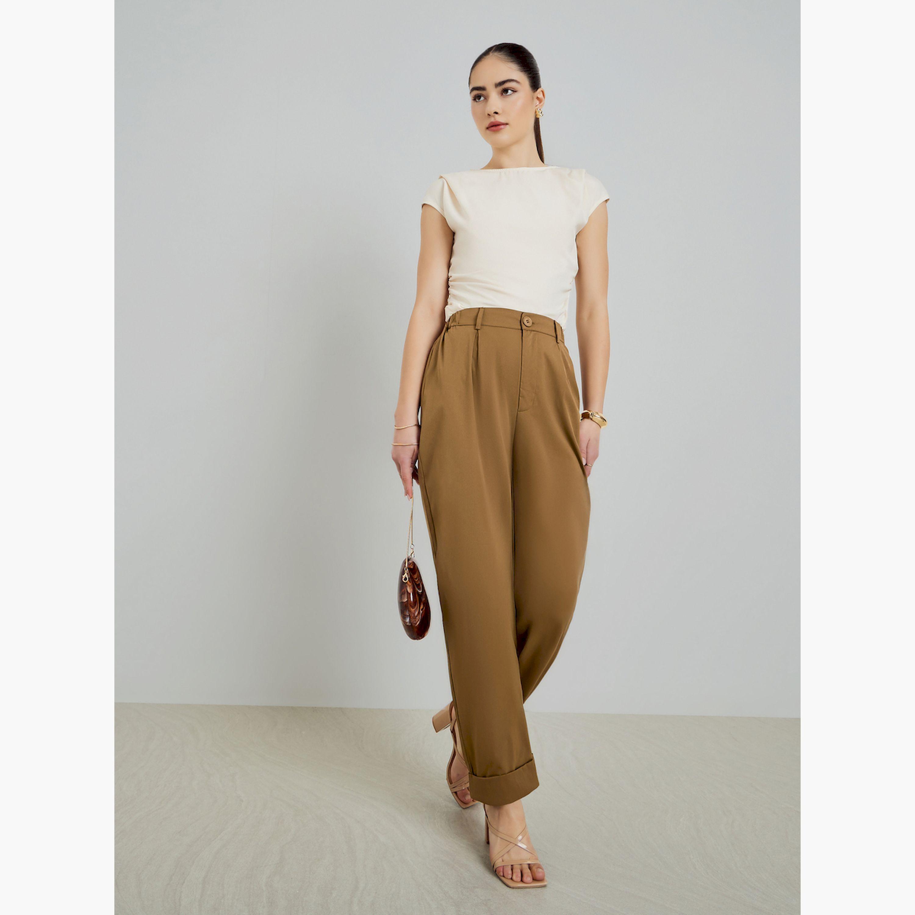 بنطال بيج بليسيه وأرجل واسعة-women-clothing-bottoms-trousers-image-2