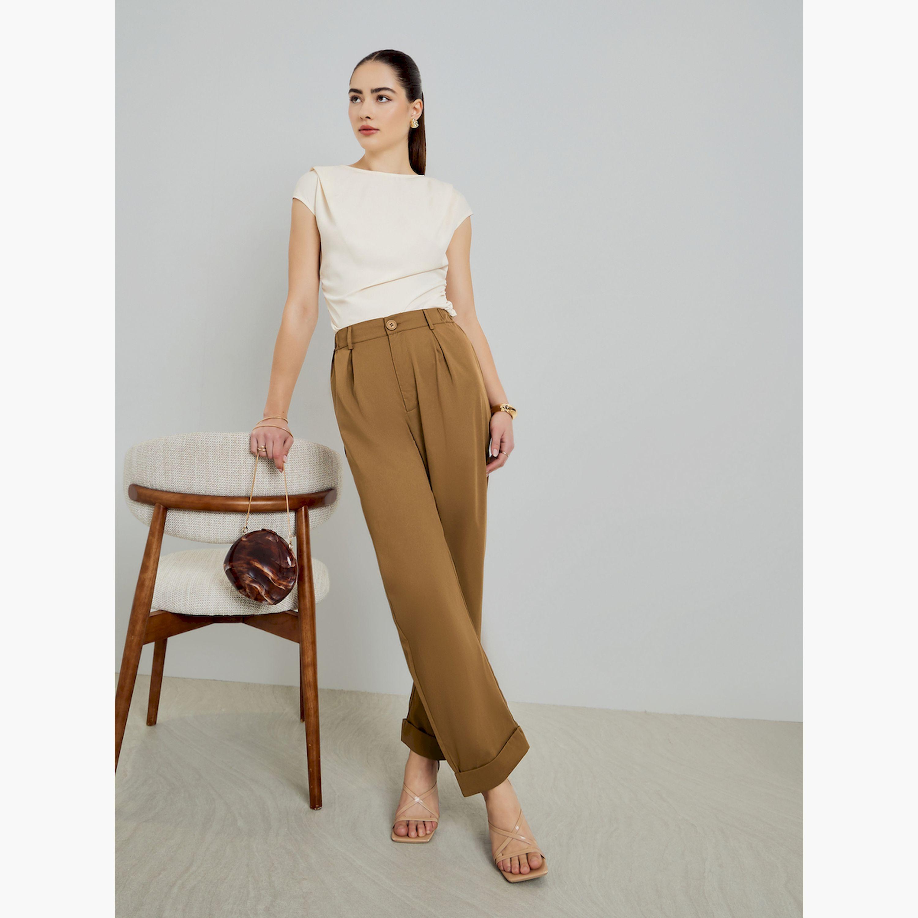 بنطال بيج بليسيه وأرجل واسعة-women-clothing-bottoms-trousers-image-3