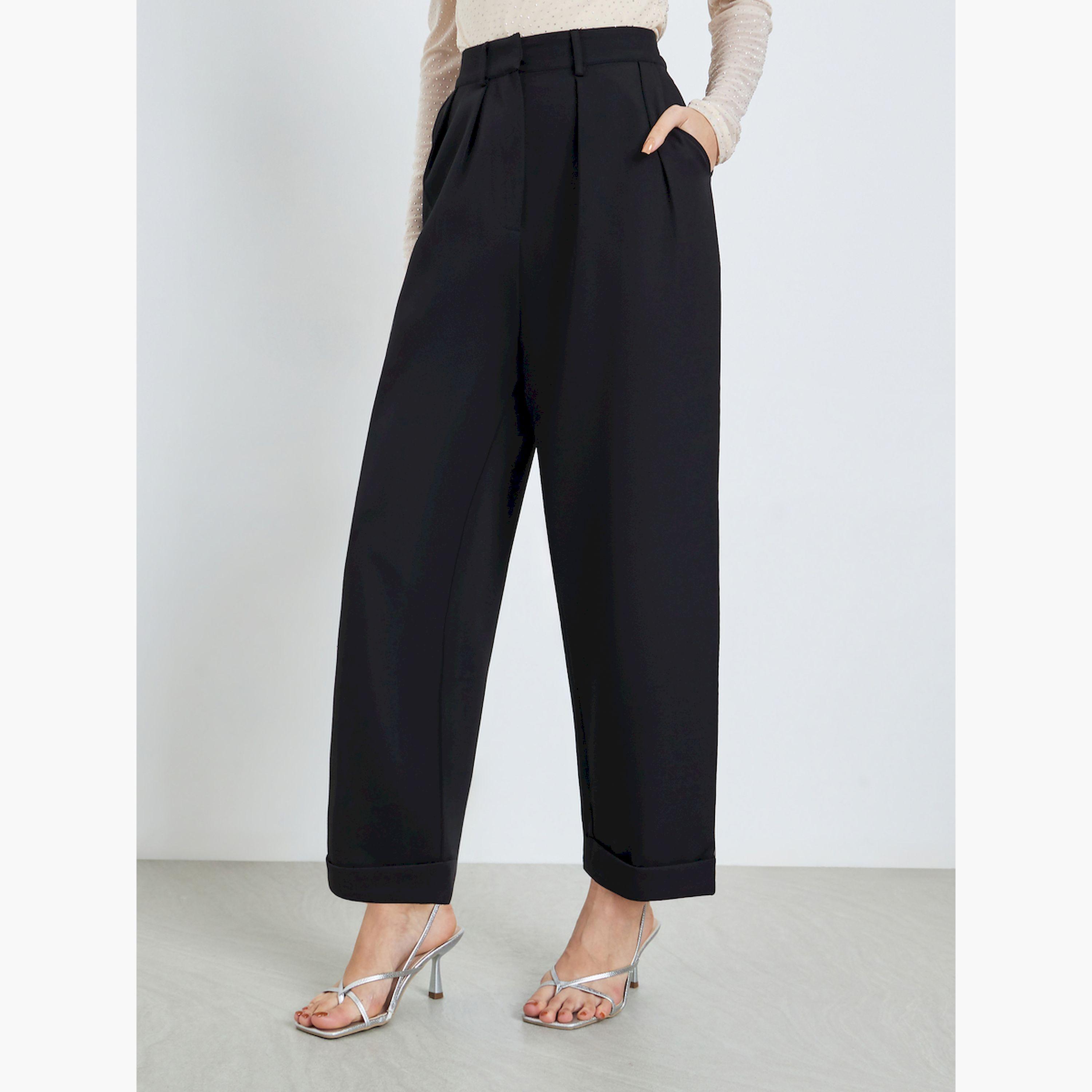 بنطال أسود قصة باريل سادة-women-clothing-bottoms-trousers-image-1