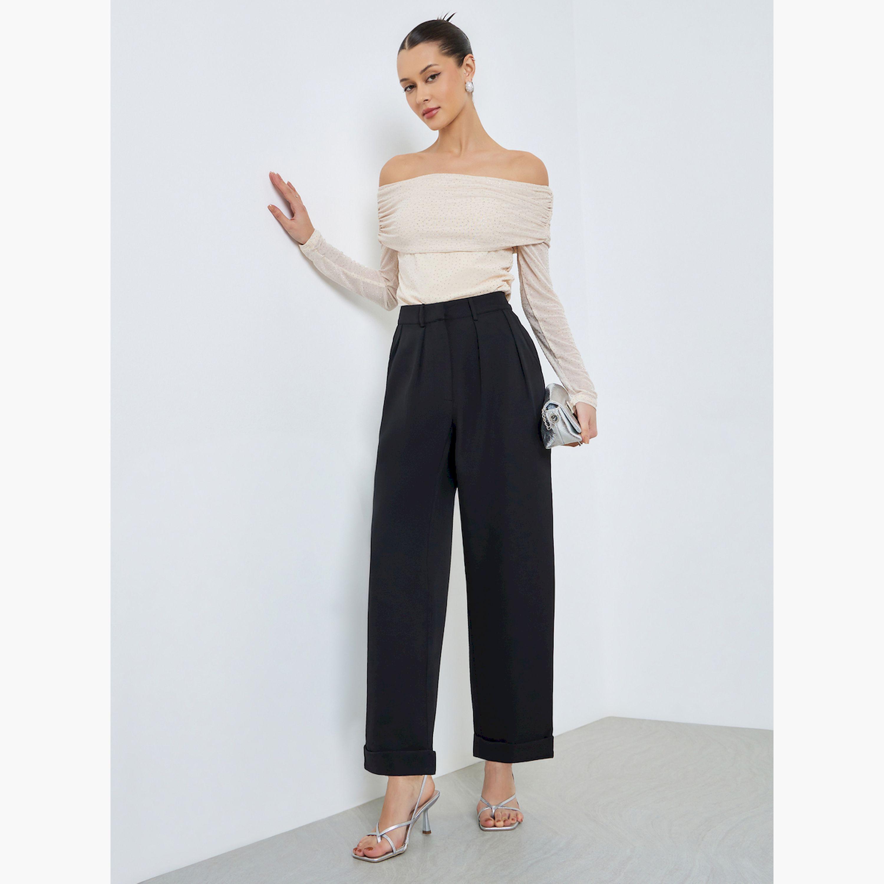 بنطال أسود قصة باريل سادة-women-clothing-bottoms-trousers-image-2