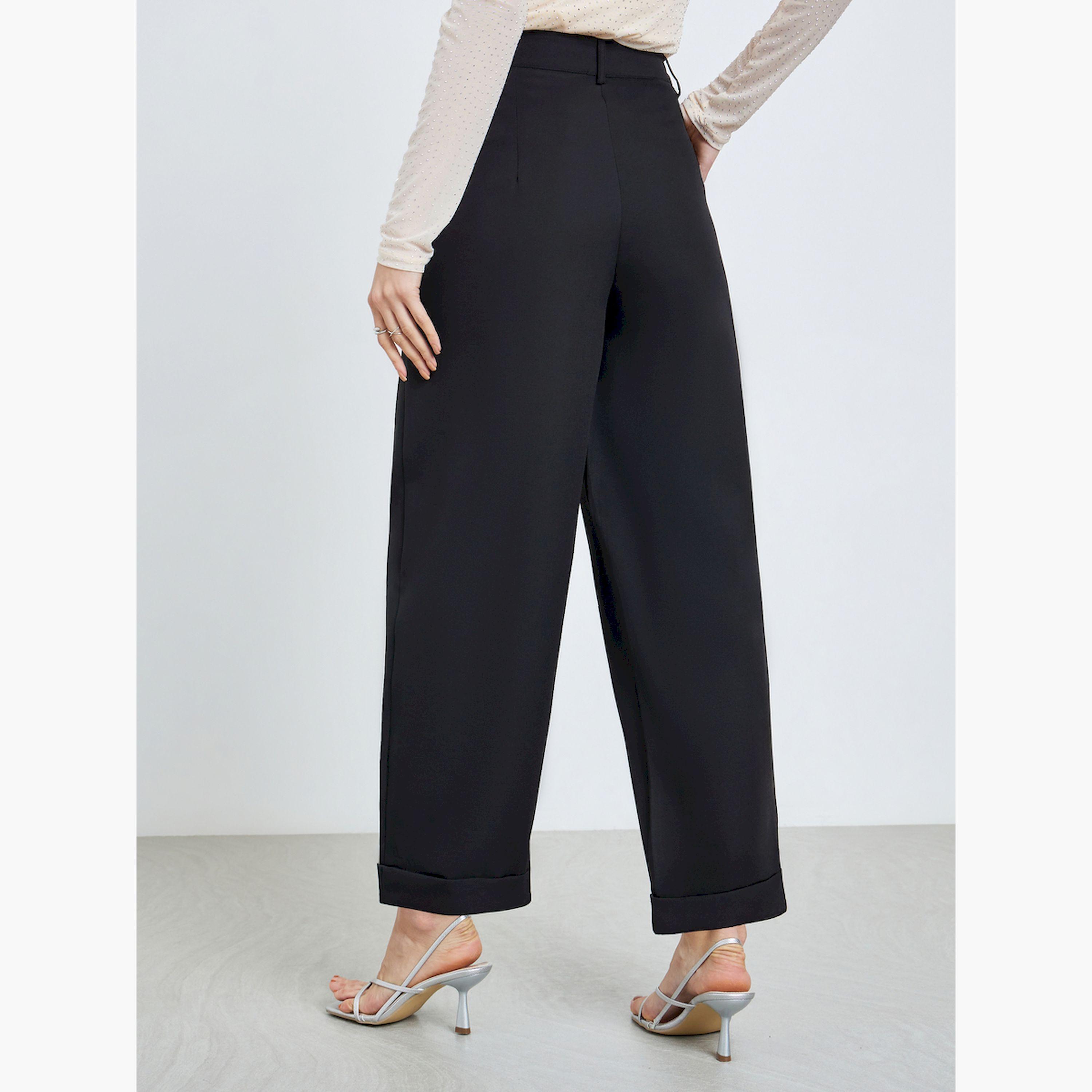 بنطال أسود قصة باريل سادة-women-clothing-bottoms-trousers-image-4