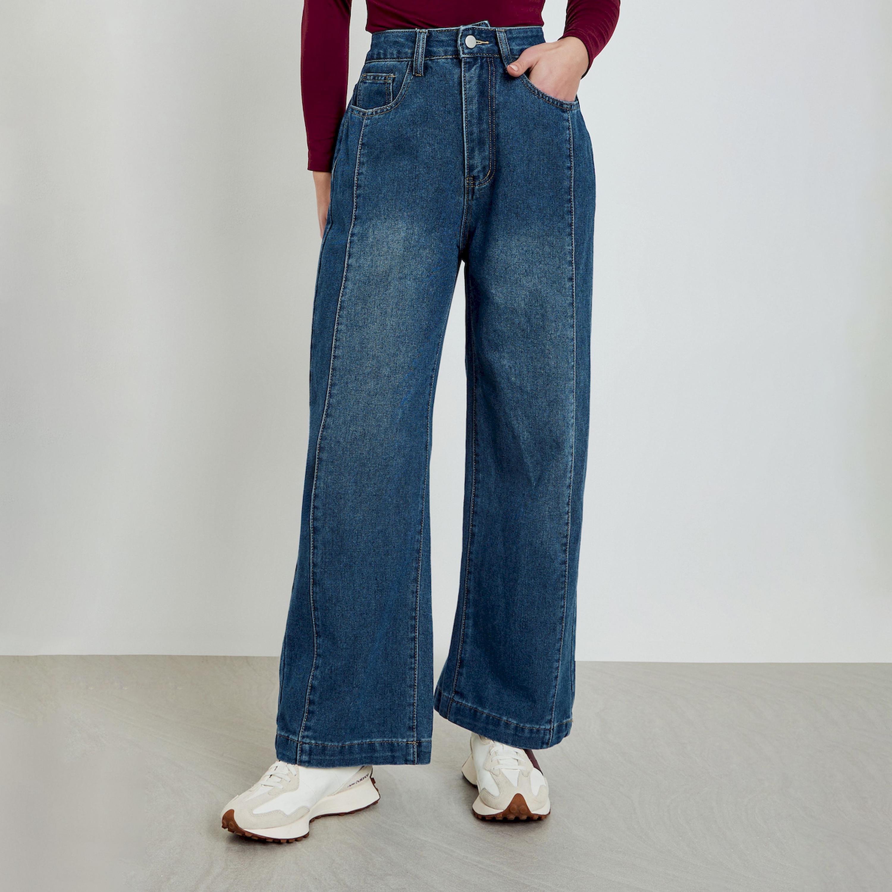 بنطال جينز نسائي بخصر مرتفع وأرجل مستقيمة-women-clothing-bottoms-jeans-image-1