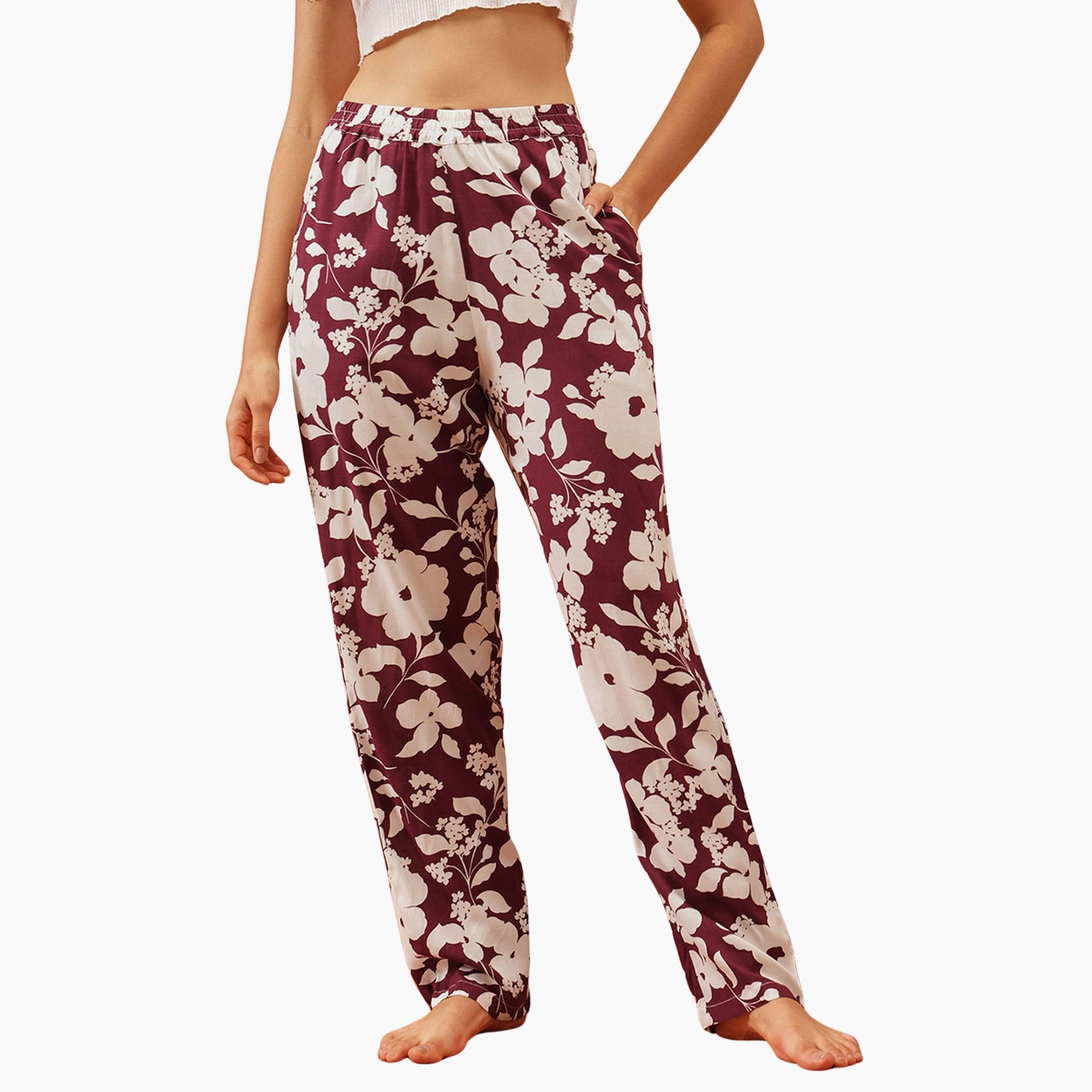 Clovia Floral Print Rayon Pyjama-women-clothing-nightwear-pyjamas-bottoms-image-1