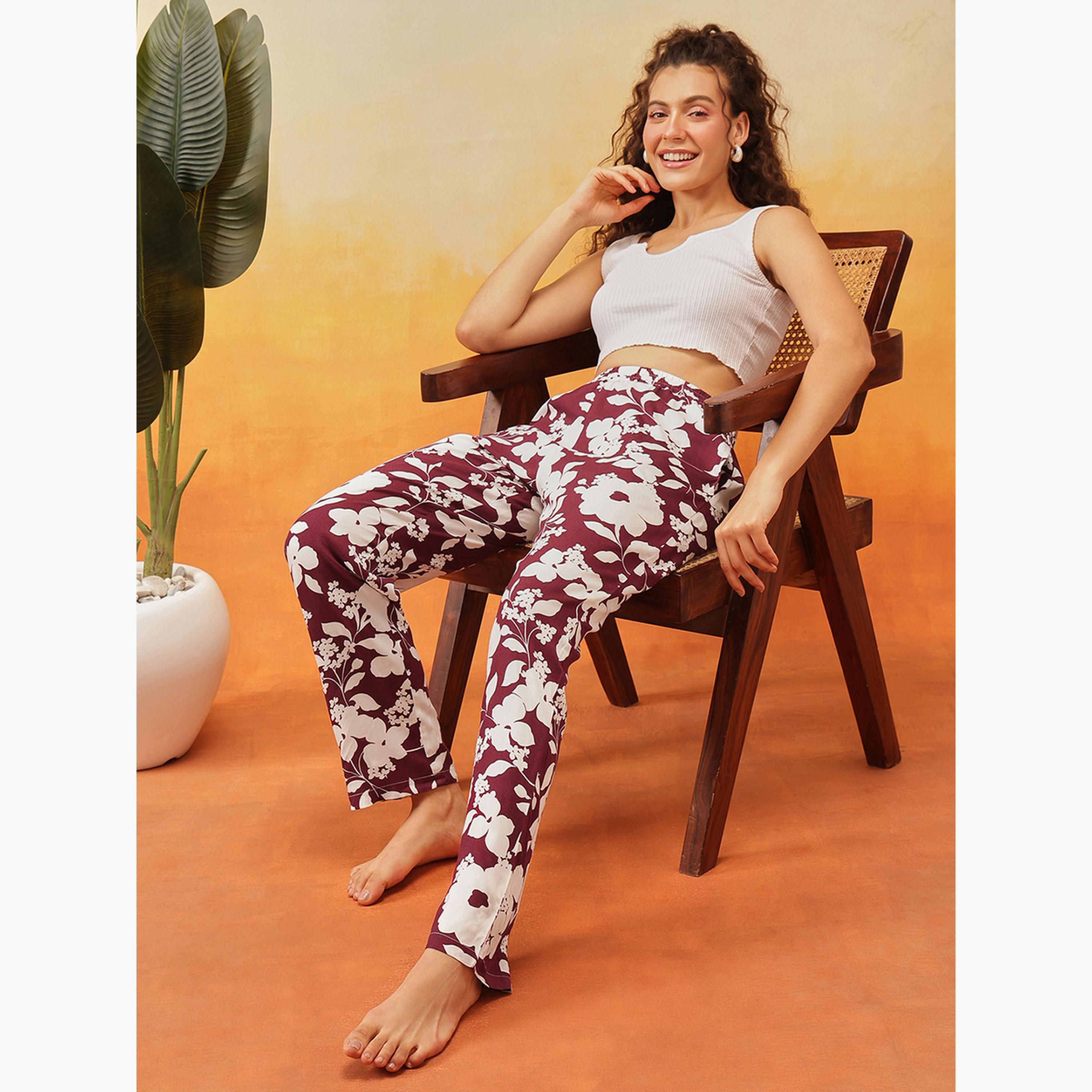 Clovia Floral Print Rayon Pyjama-women-clothing-nightwear-pyjamas-bottoms-image-2