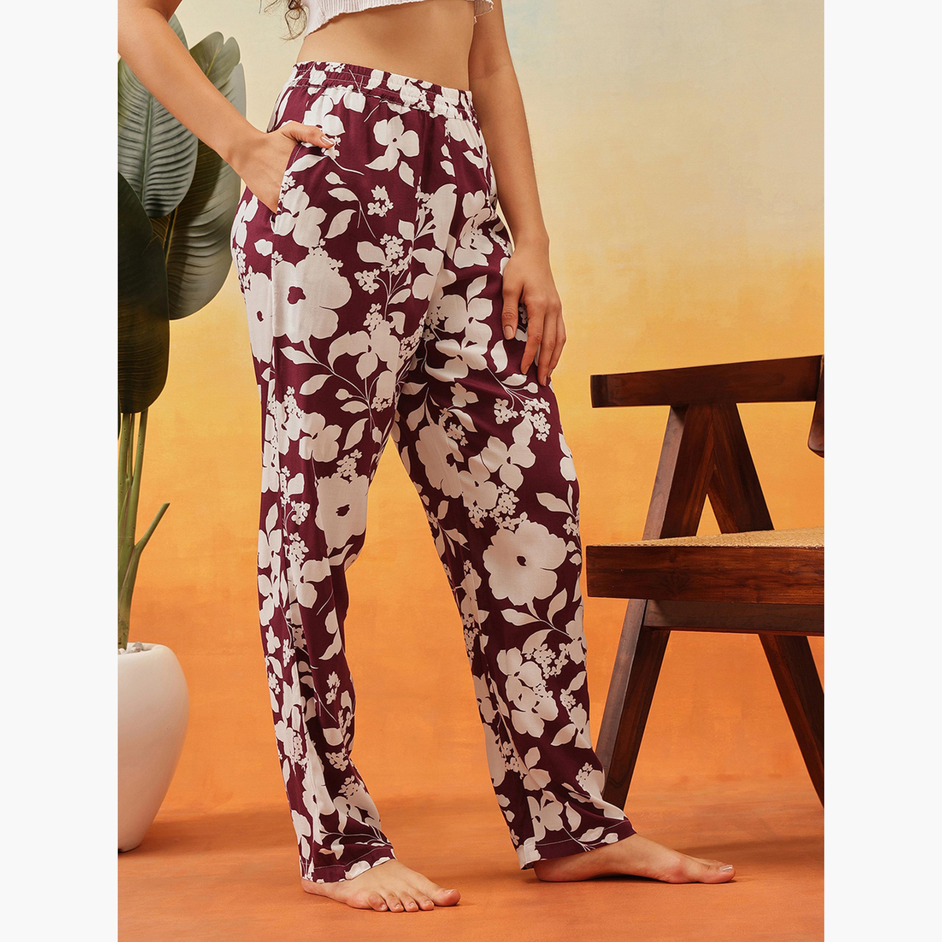 Clovia Floral Print Rayon Pyjama-women-clothing-nightwear-pyjamas-bottoms-image-3