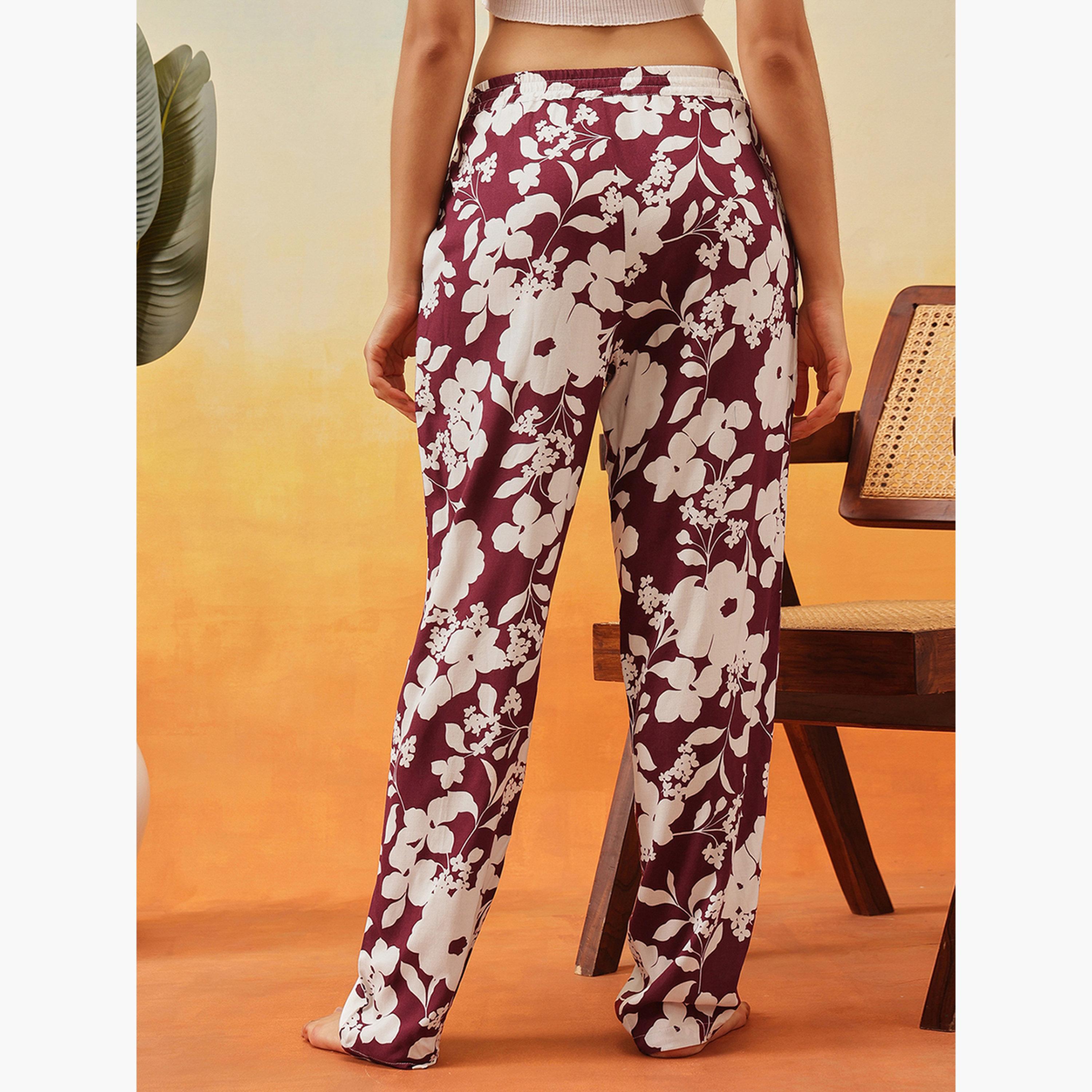 Clovia Floral Print Rayon Pyjama-women-clothing-nightwear-pyjamas-bottoms-image-4