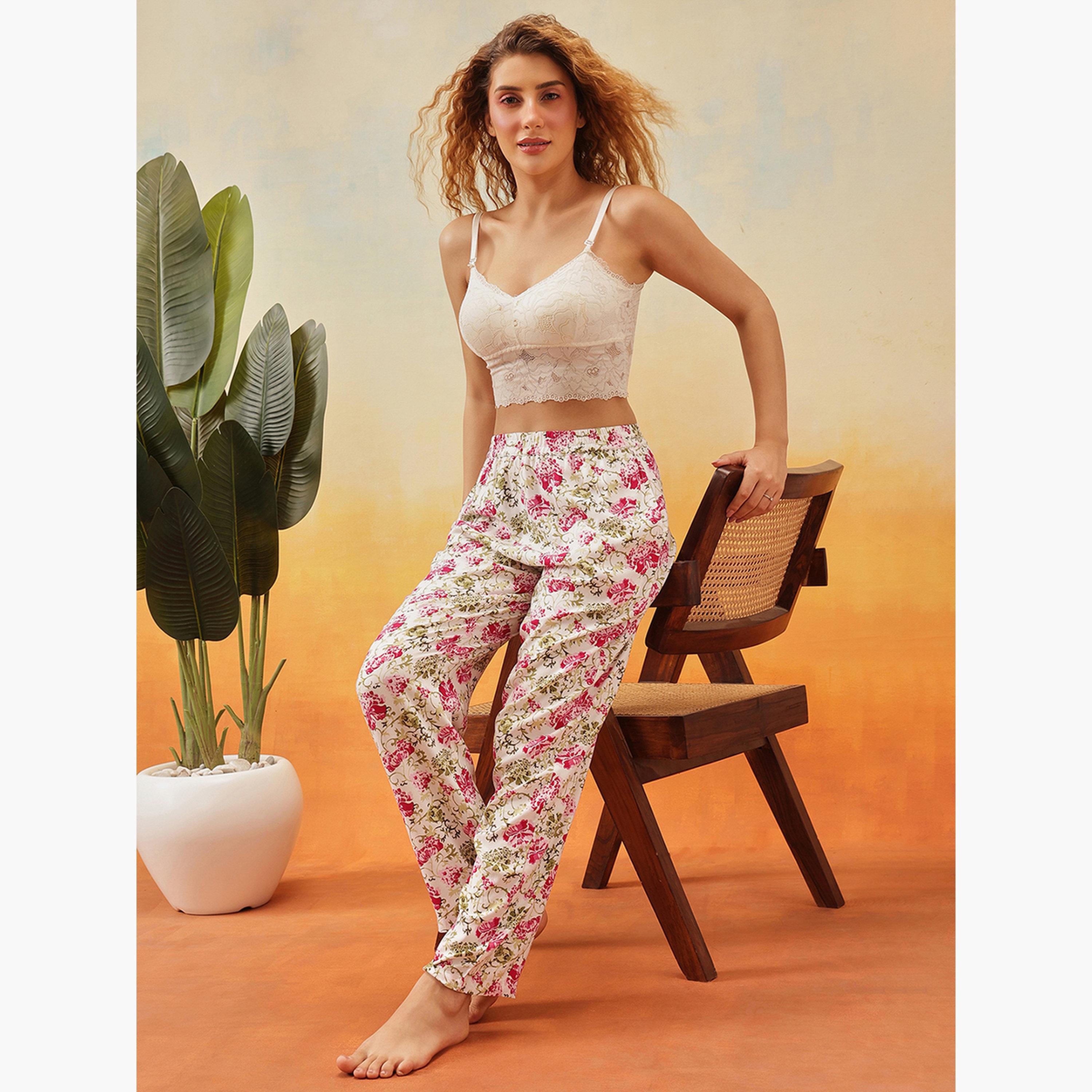 Clovia Floral Print Rayon Pyjama-women-clothing-nightwear-pyjamas-bottoms-image-2