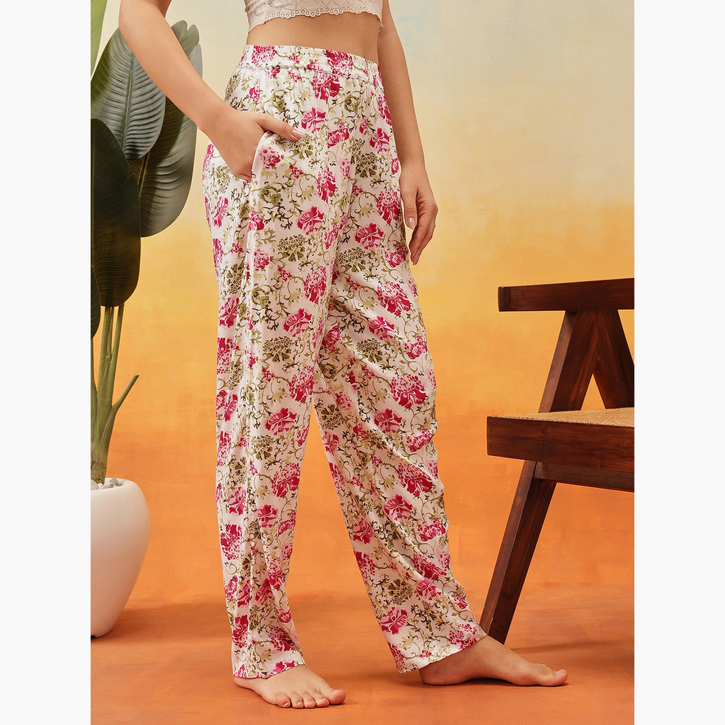 Clovia Floral Print Rayon Pyjama-women-clothing-nightwear-pyjamas-bottoms-image-3