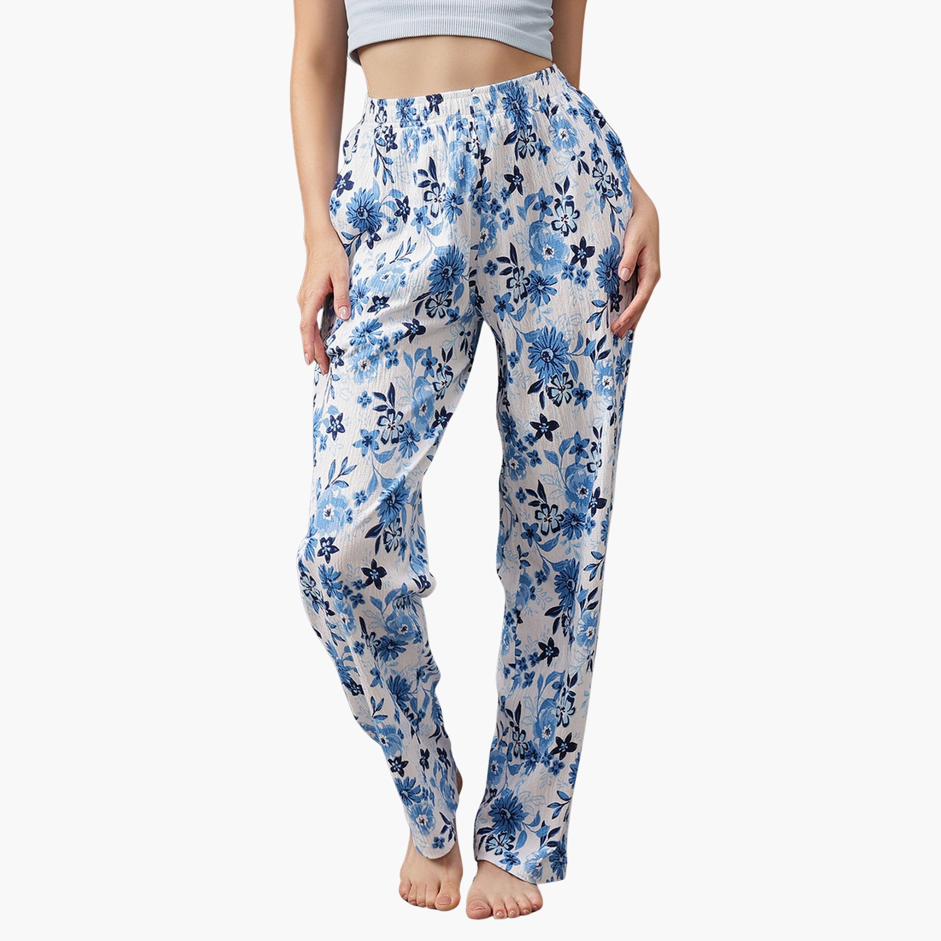 بيجاما قطن بطبعة زهور-women-clothing-nightwear-pyjamas-bottoms-image-1