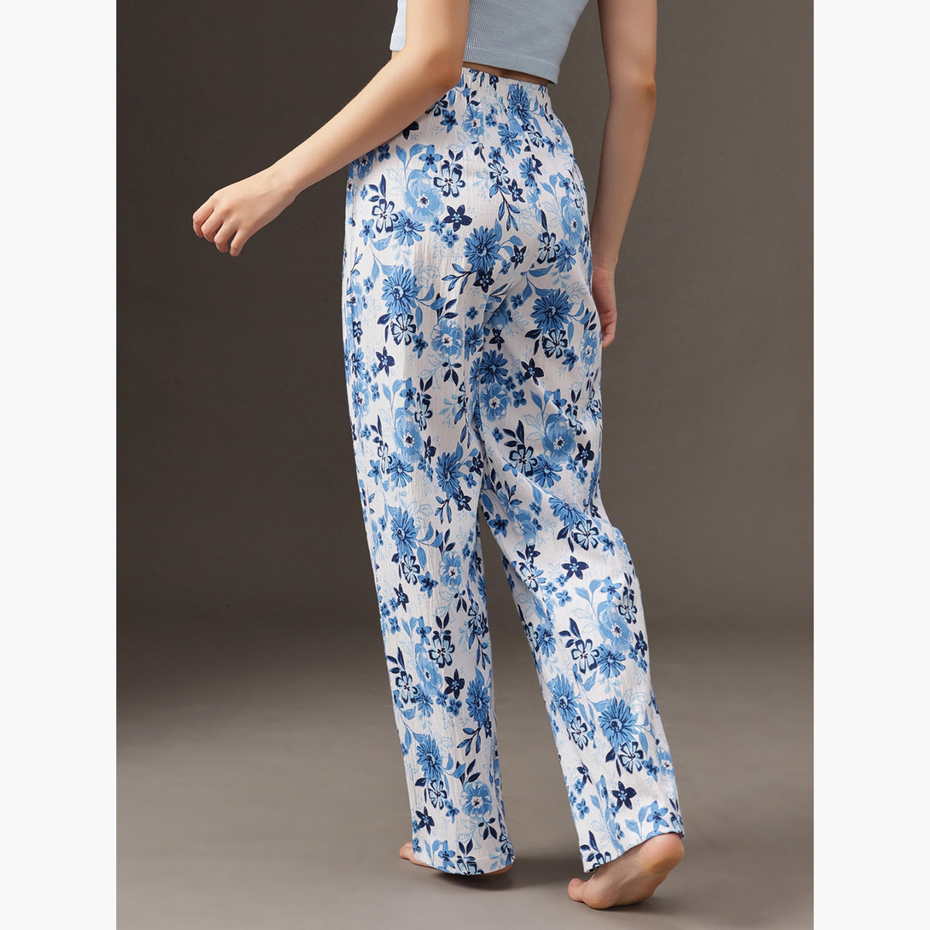 بيجاما قطن بطبعة زهور-women-clothing-nightwear-pyjamas-bottoms-image-3