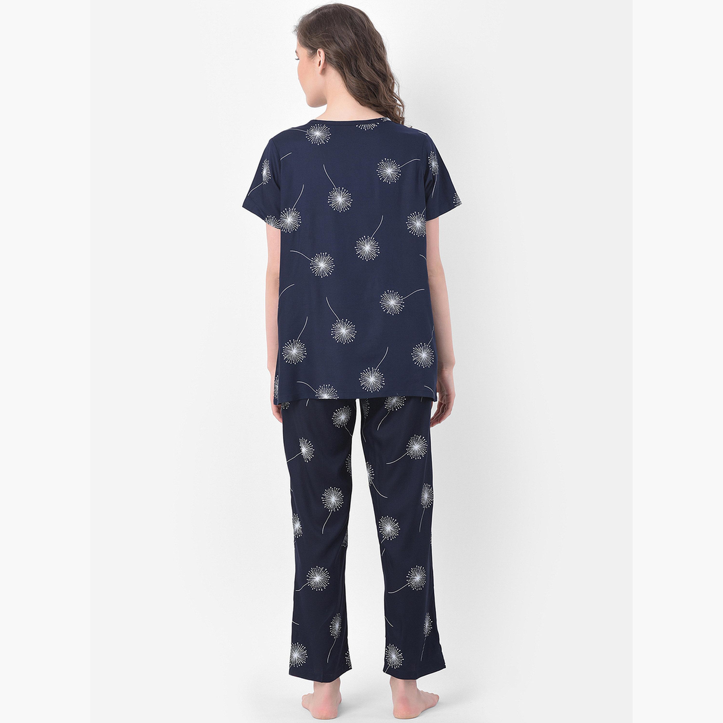 Clovia Dandelion Print Nursing Top and Pyjama Set-women-clothing-nightwear-pyjamas-longsets-image-5