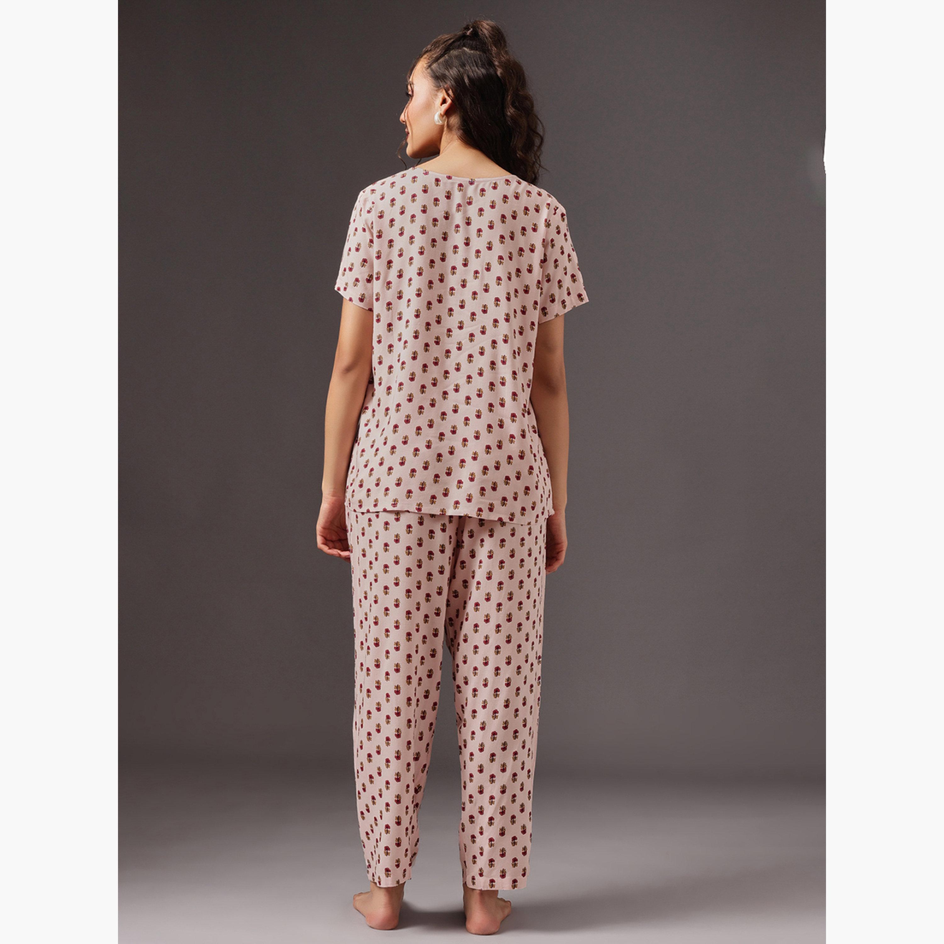 Clovia Floral Print Nursing Top and Pyjama Set-women-clothing-nightwear-pyjamas-longsets-image-5