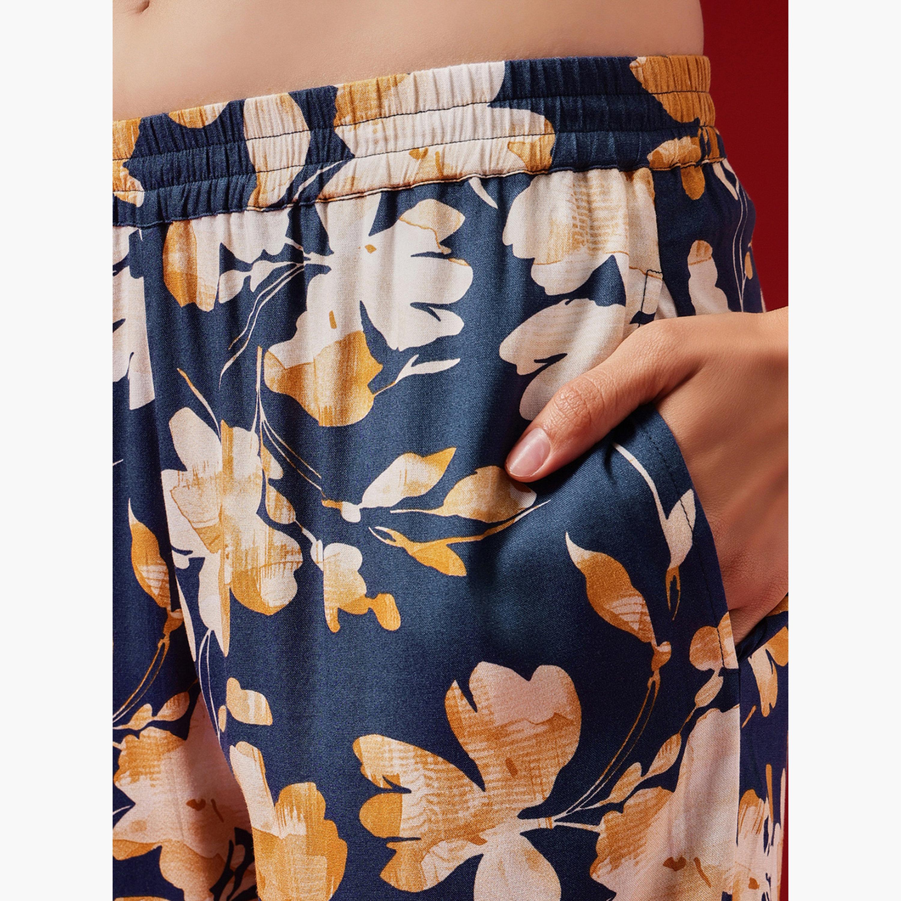 Clovia Floral Print Button Down Shirt and Pyjama Set-women-clothing-nightwear-pyjamas-longsets-image-5