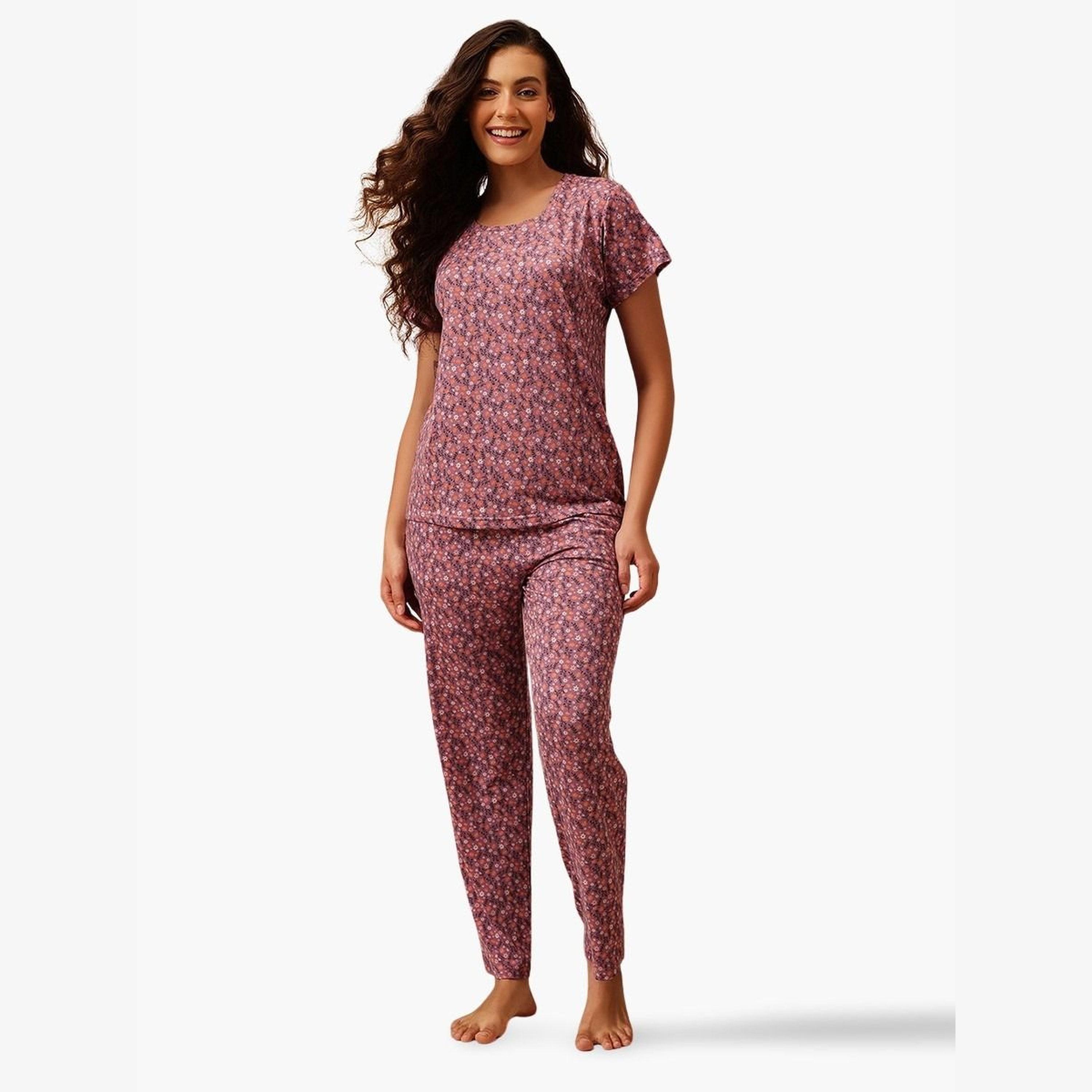 فستان طويل بلا أكمام بورغندي-women-clothing-nightwear-pyjamas-longsets-image-1