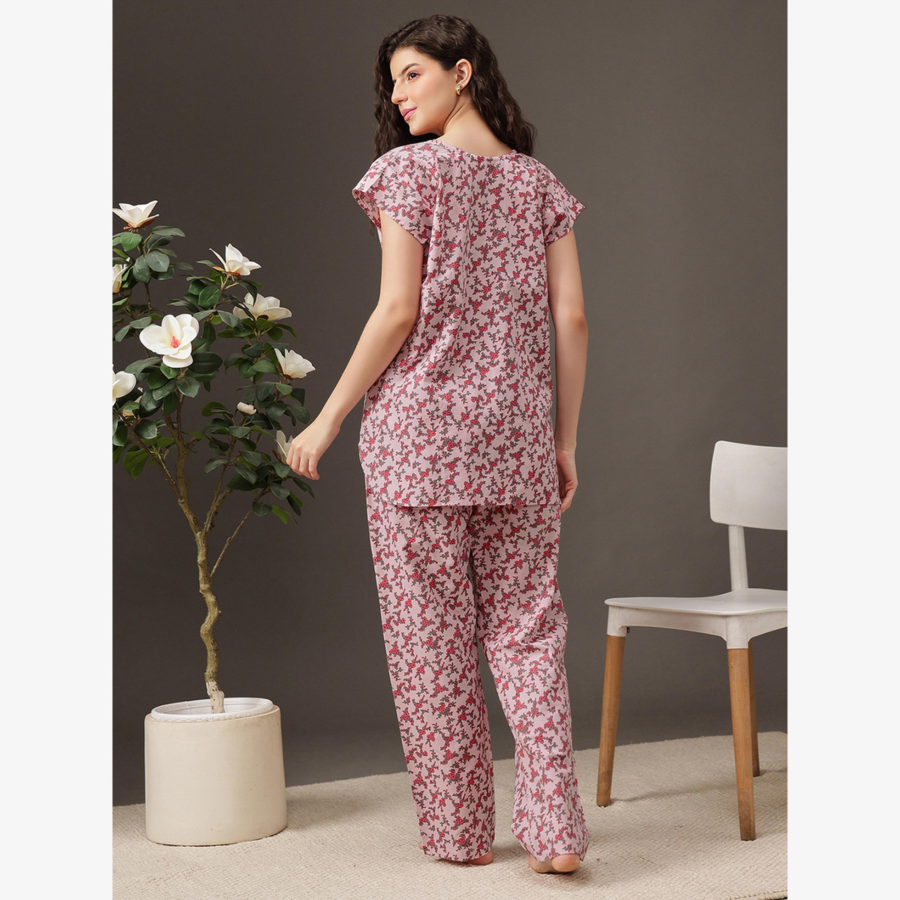 Clovia Floral Print Longline Top and Pyjama Set-women-clothing-nightwear-pyjamas-longsets-image-5