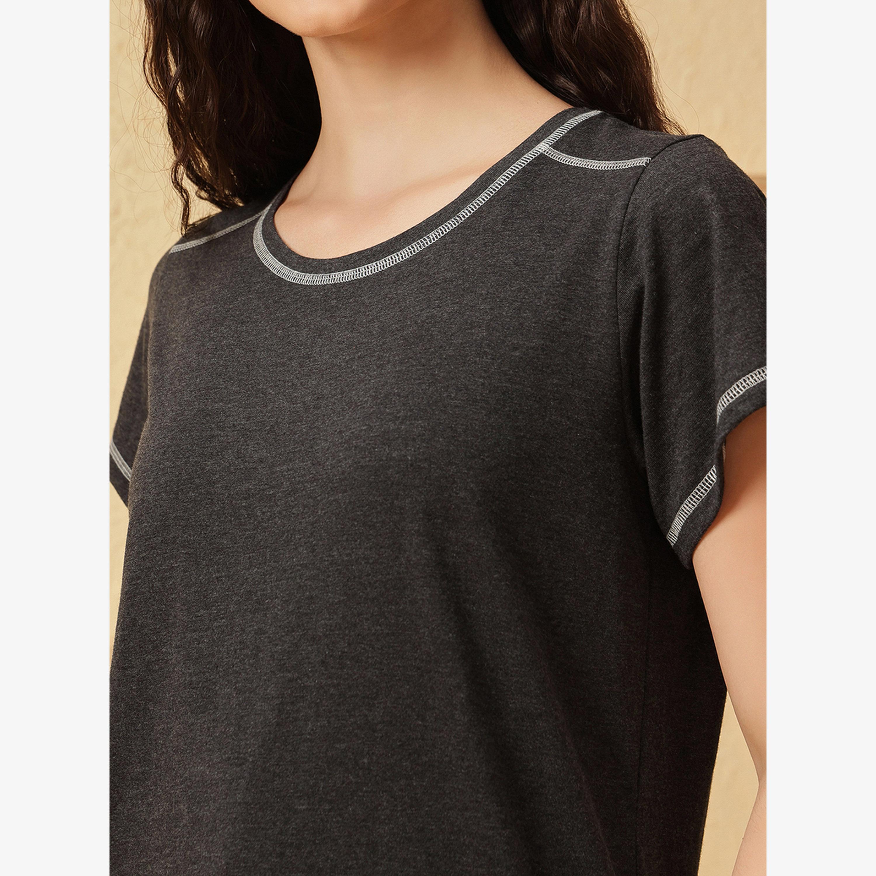 Clovia Solid Cotton T-Shirt and Pyjama Set-women-clothing-nightwear-pyjamas-longsets-image-6