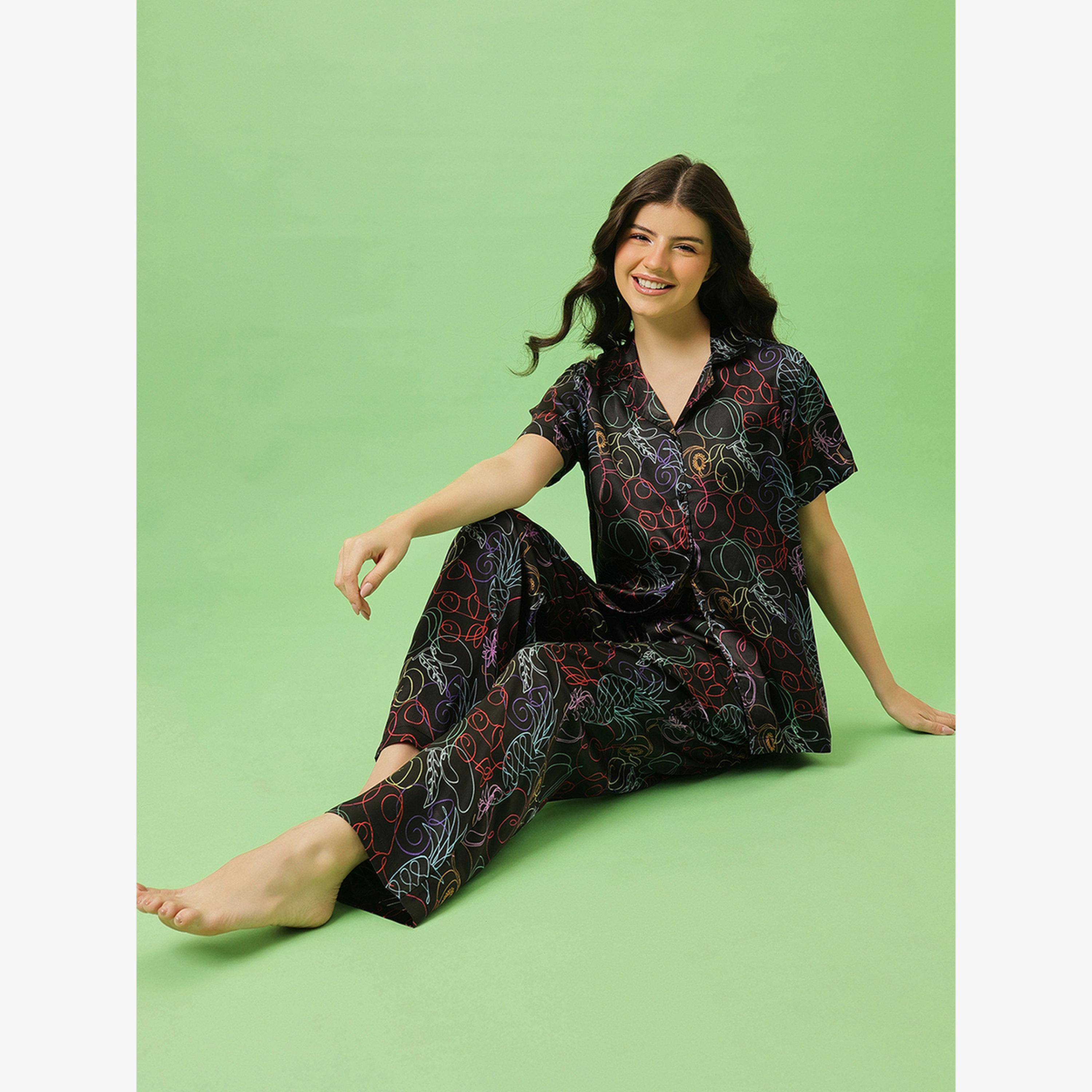 Clovia All Over Print Shirt and Pyjama Set-women-clothing-nightwear-pyjamas-longsets-image-2