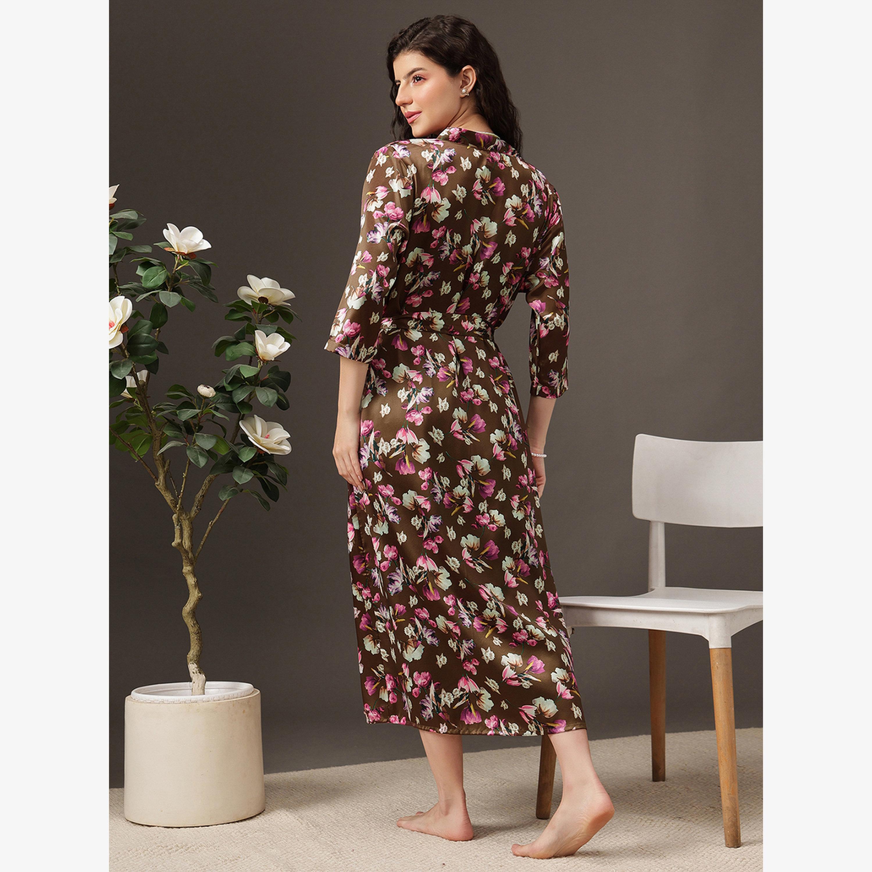 Clovia Women Purple Satin Nightdress and Robe Set-women-clothing-nightwear-robes-image-4