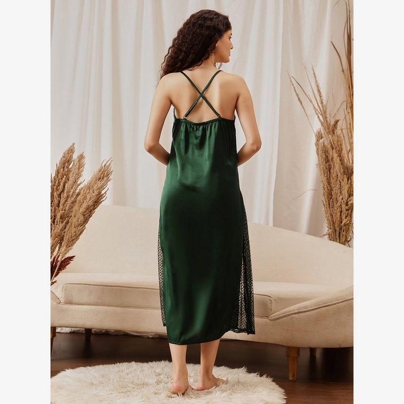 Clovia Pack of 2 - Lace Trim Satin Robe and Slip Dress-women-clothing-nightwear-robes-image-3
