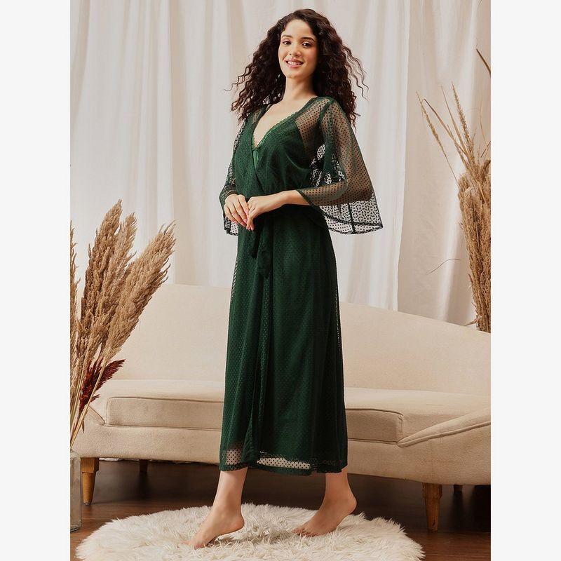 Clovia Pack of 2 - Lace Trim Satin Robe and Slip Dress-women-clothing-nightwear-robes-image-6